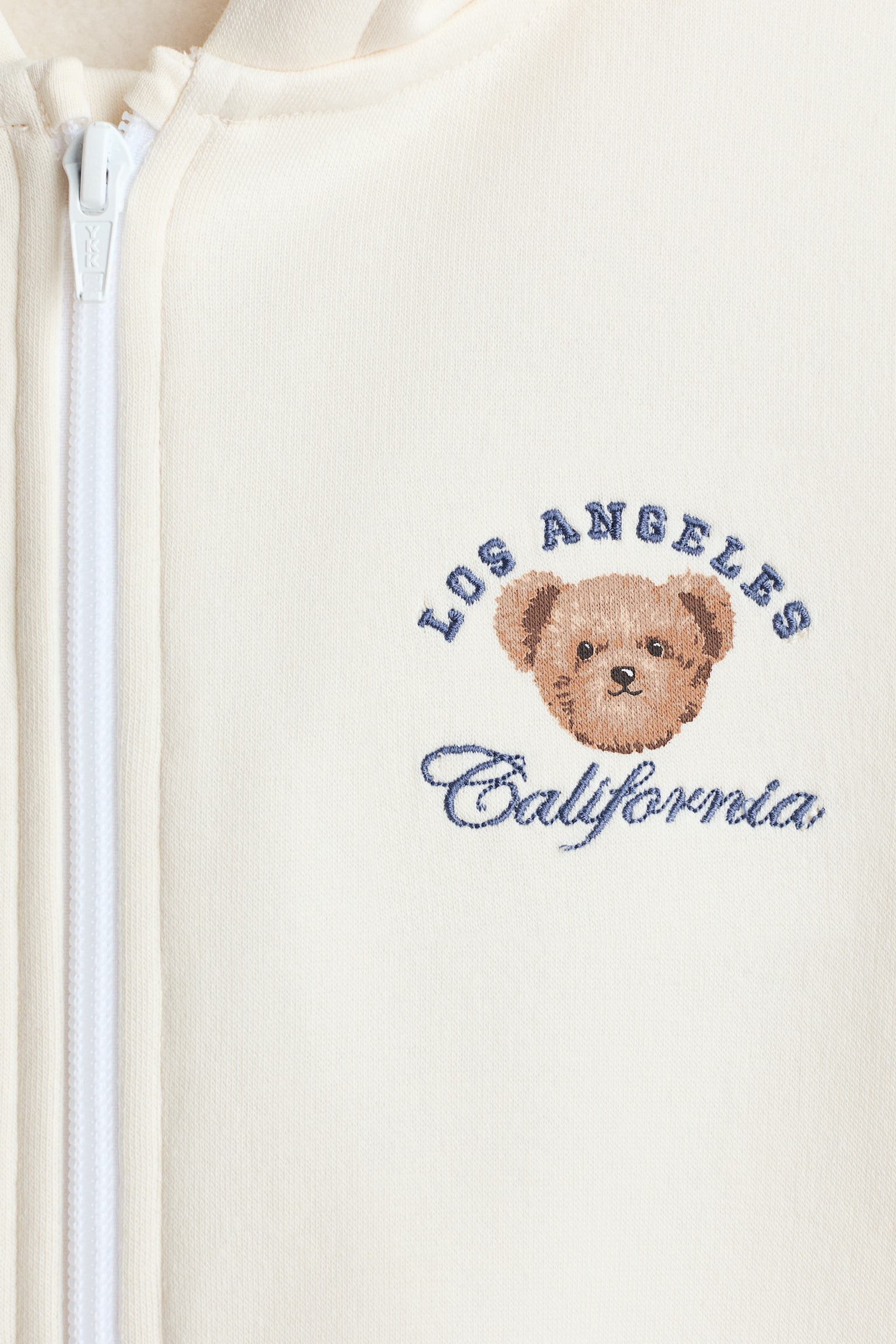 Embroidery-motif zip-through hoodie - Cream/Teddy bear/Grey marl/93/White/New York - 3