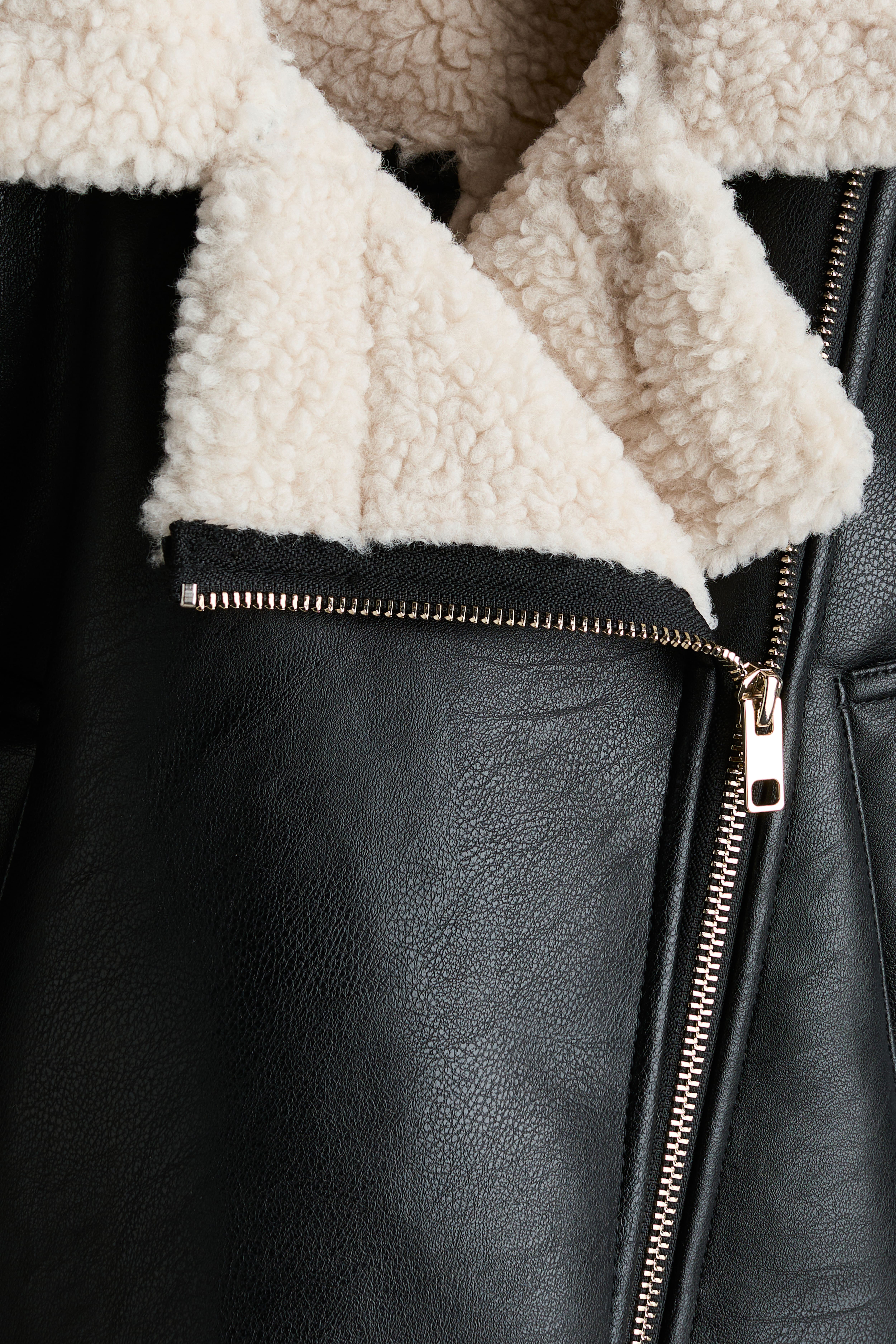 Teddy-Fleece-Lined Aviator Jacket
