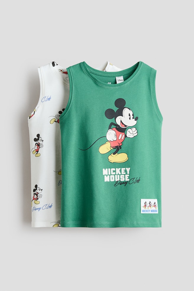 2-Pack Printed Cotton Tank Tops - Green/Mickey Mouse - 1