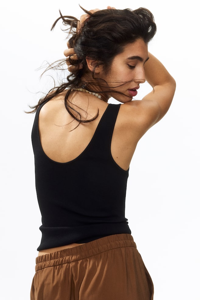 Knit Tank Top-Black - 4