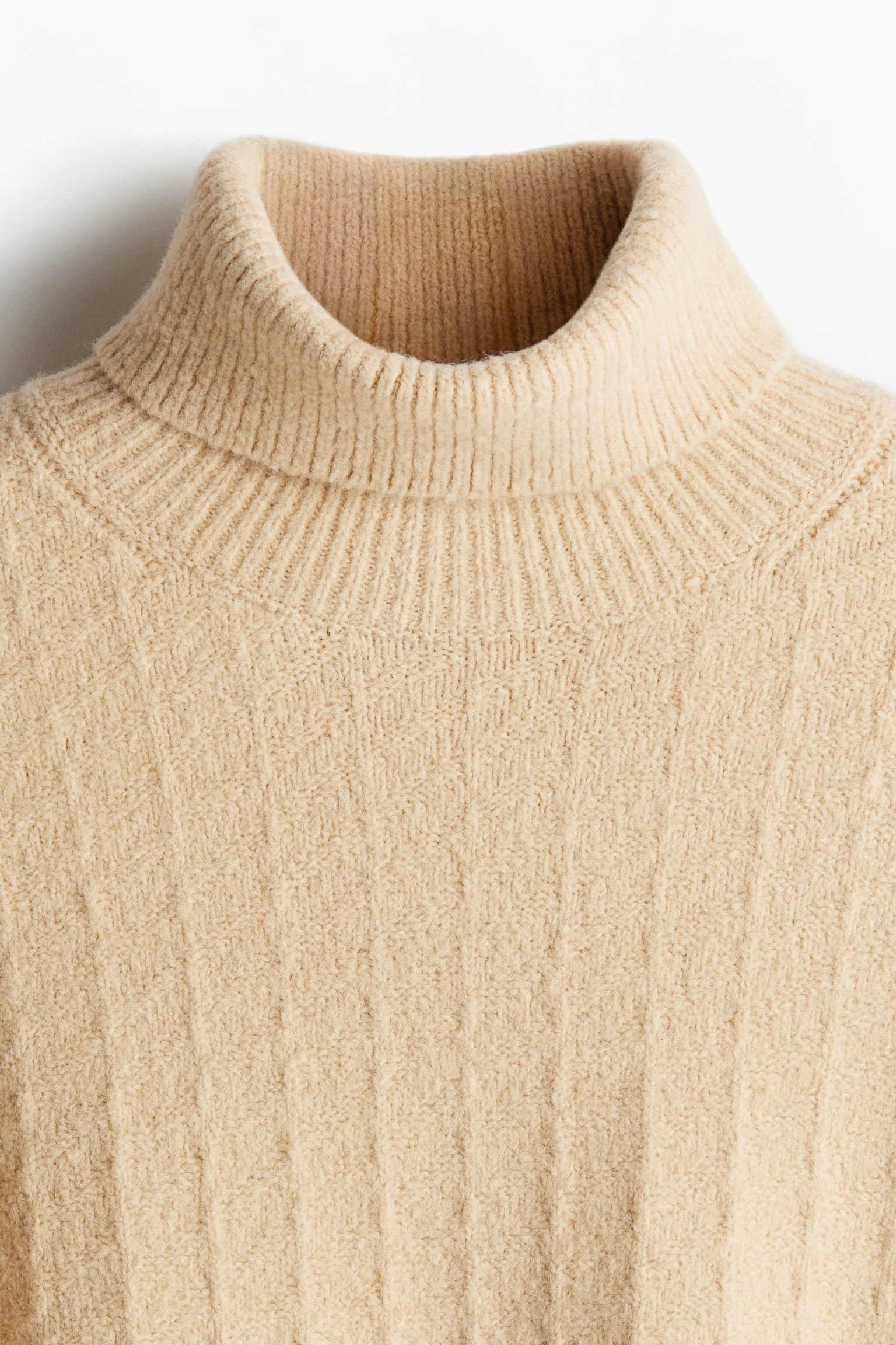 Regular Fit Polo-neck jumper - Beige/Cream - 4