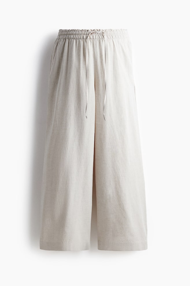 MAMA Before & After Linen-blend trousers - Light beige marl/Light blue/White - 1