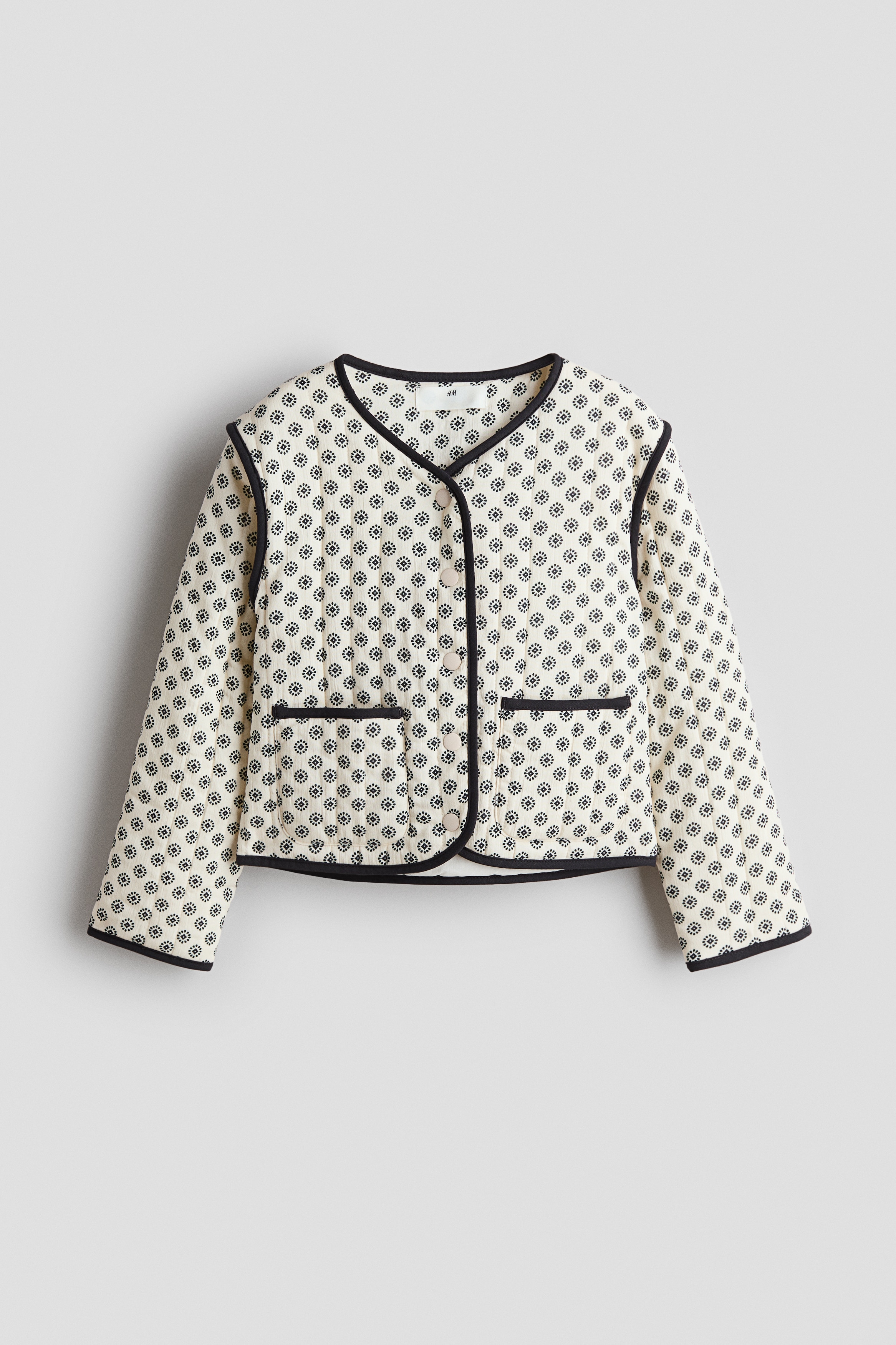 Quilted cotton jacket - Creme/Mønstret