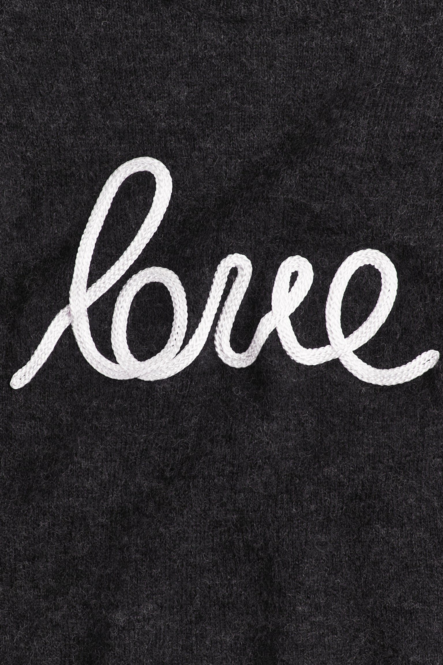 Pulóver rátéttel - Sötétszürke melír/Love/Fehér/Love - 2