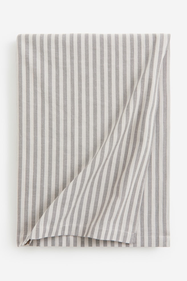 Striped cotton tablecloth - Grey/Striped/Beige/Striped - 1