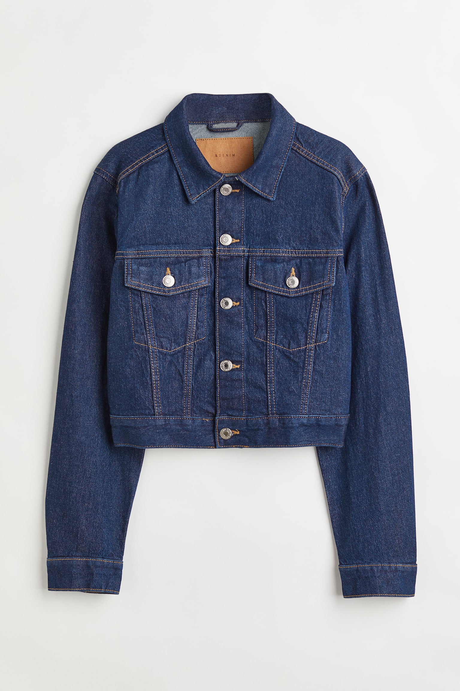 Short Denim Jacket - Dark denim blue/Black - 1