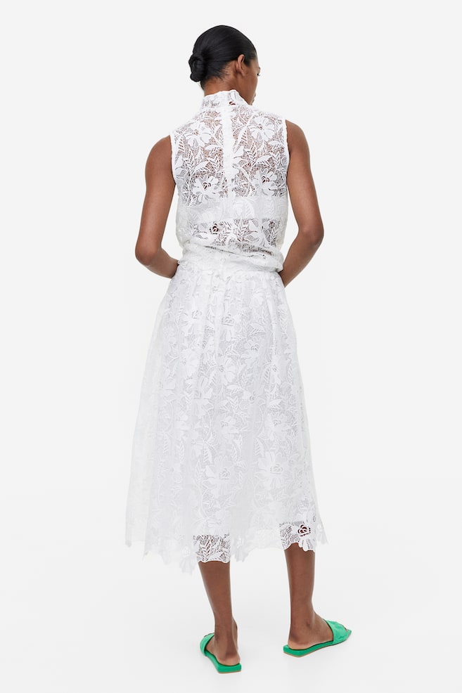 A-line lace skirt - White - 5