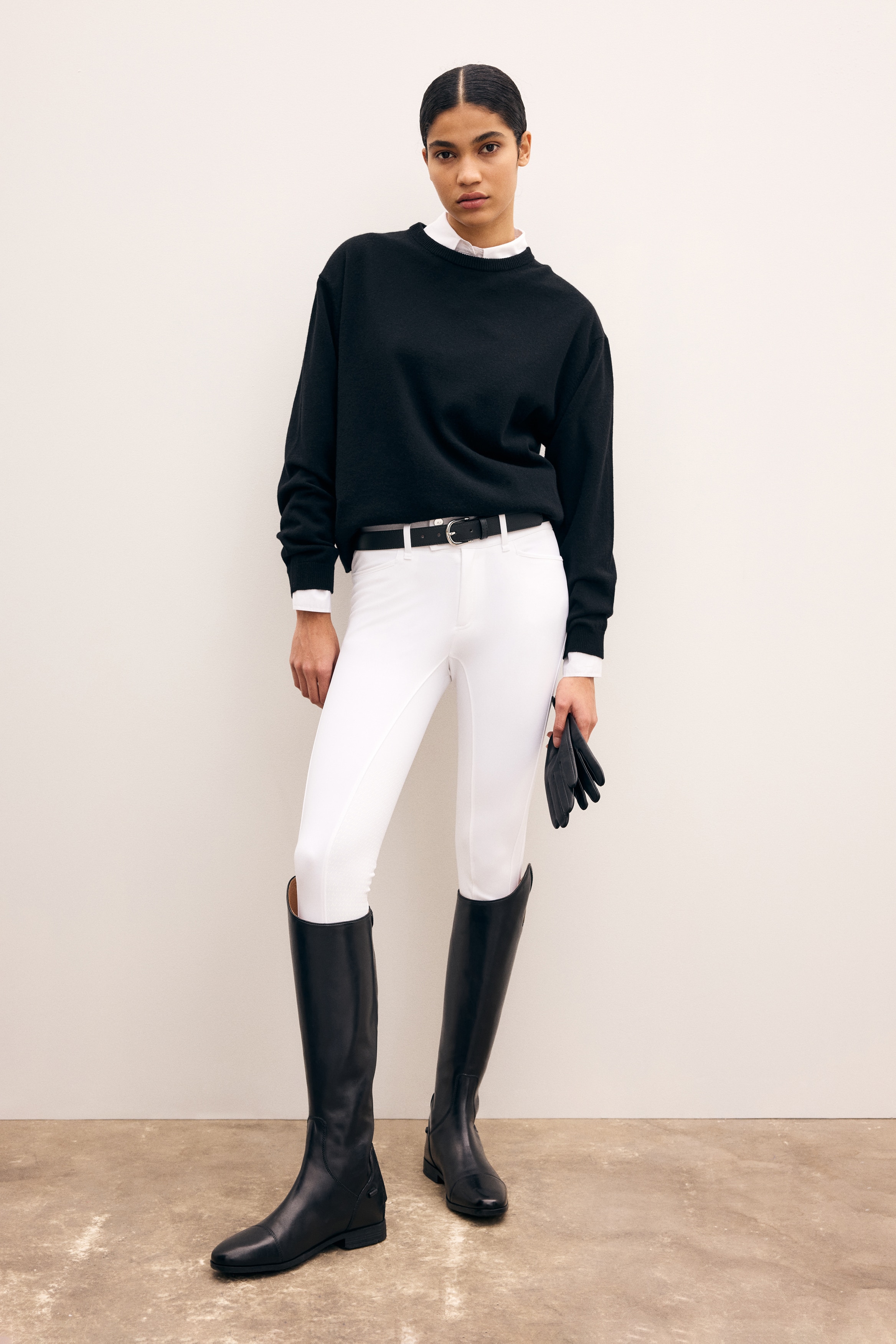 Dame - Hvit Ridebukser med kne-grep - Size: 46  - H&M