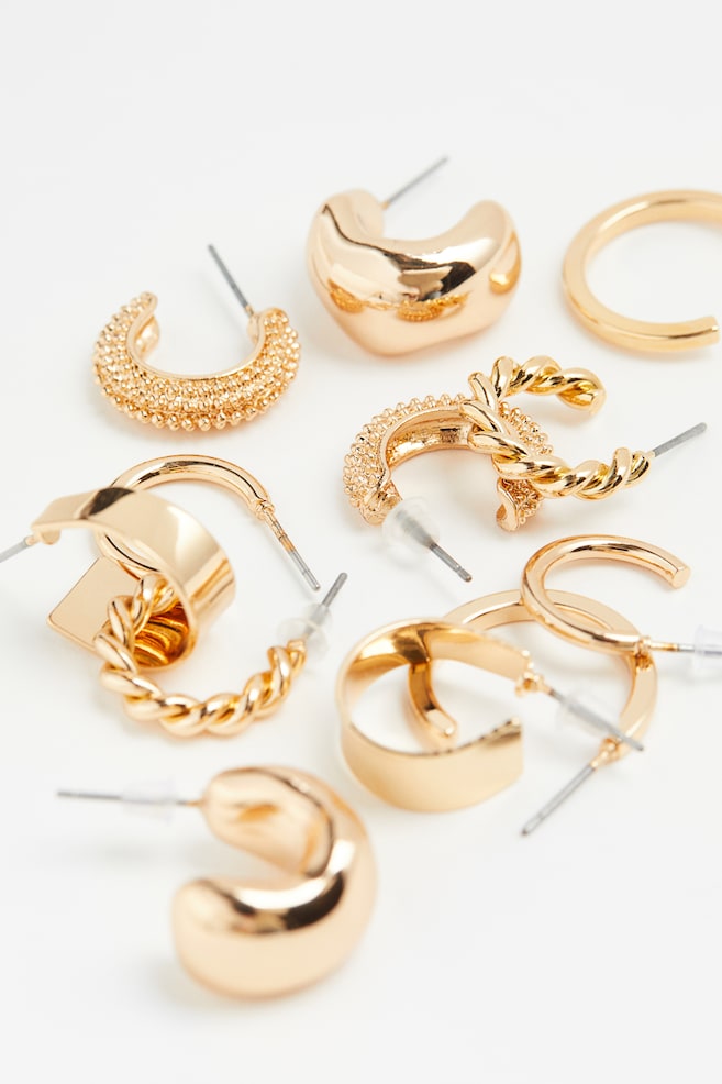 6 pairs hoop earrings - Gold-coloured - 3