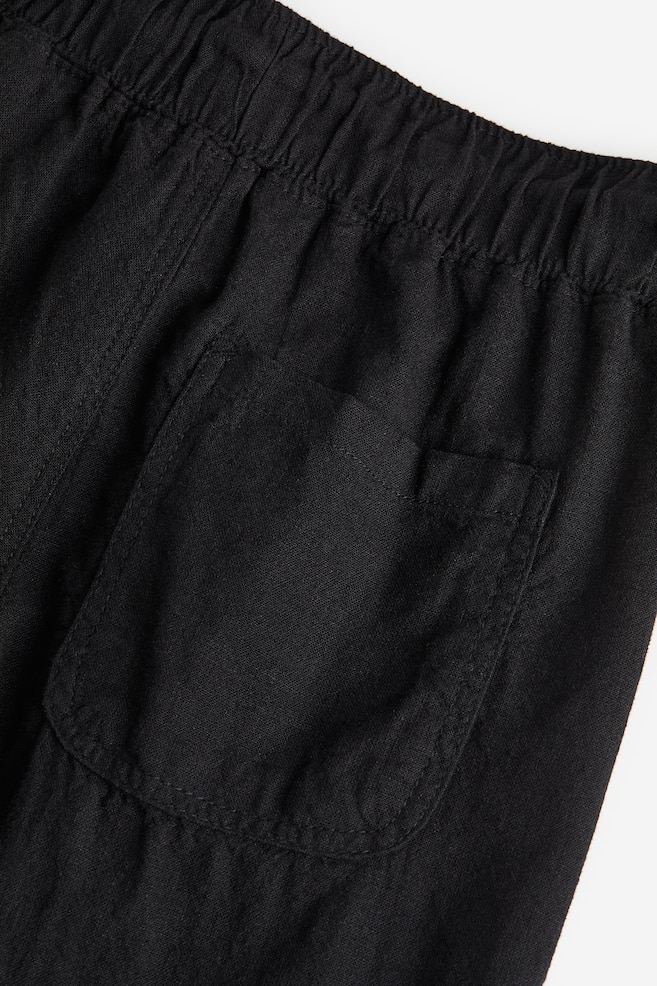 Loose Fit linen-blend trousers - Black/White - 3