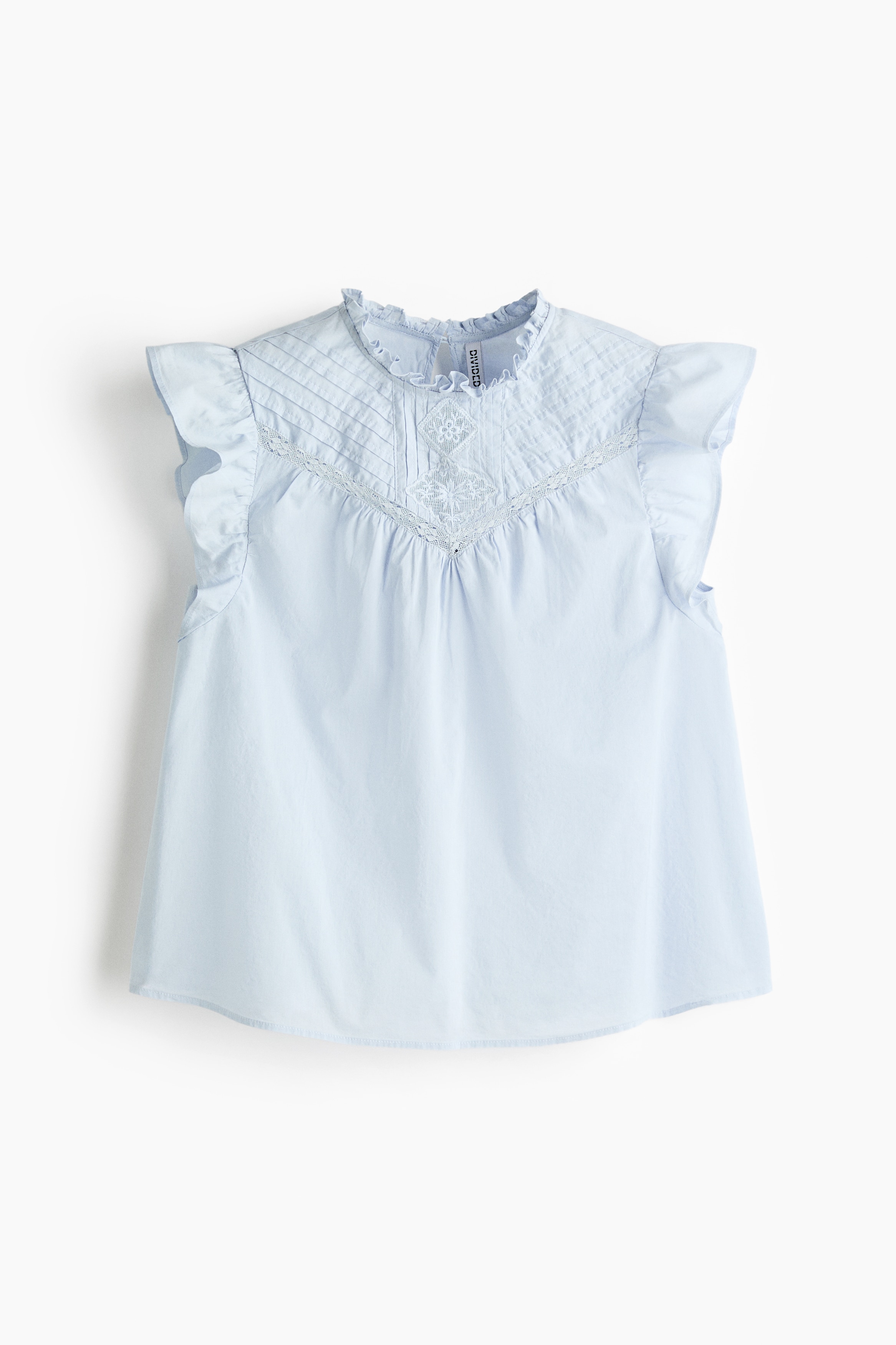 Top in cotone con pinces - Azzurro/Crema