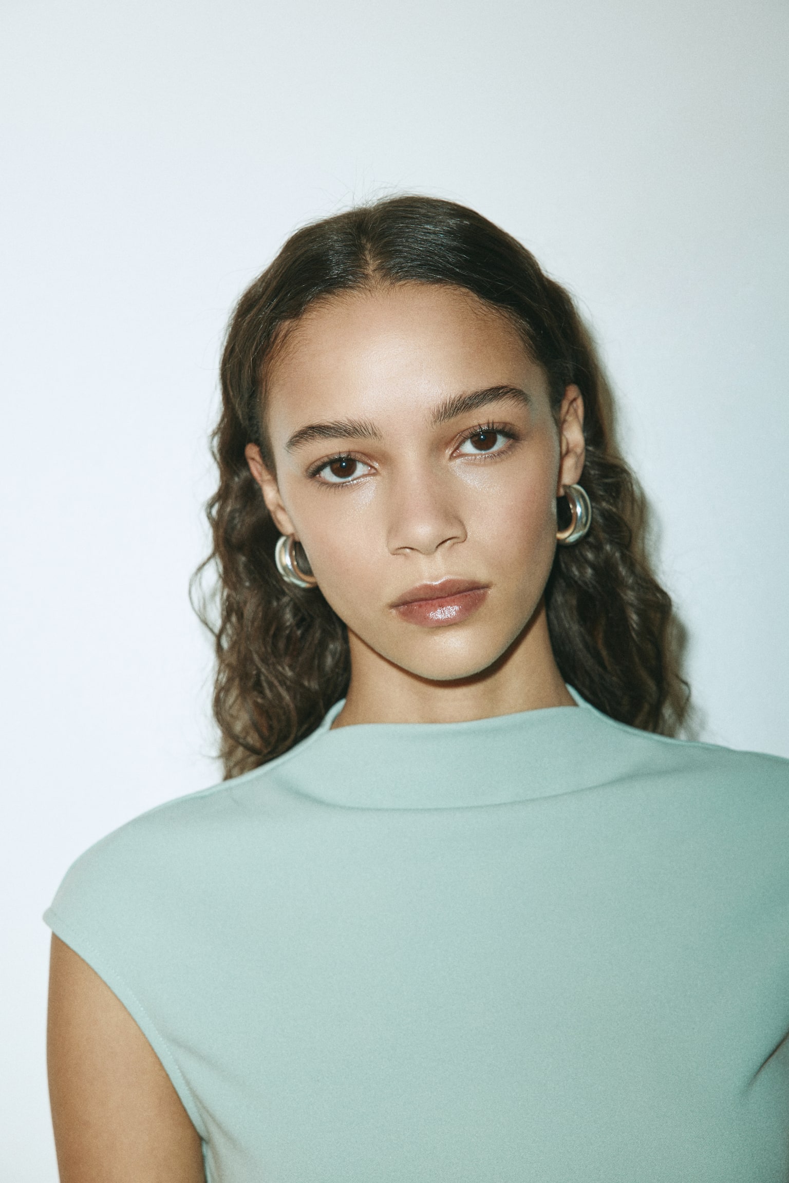 Ponte di Roma peplum top - Dusty turquoise/White - 4