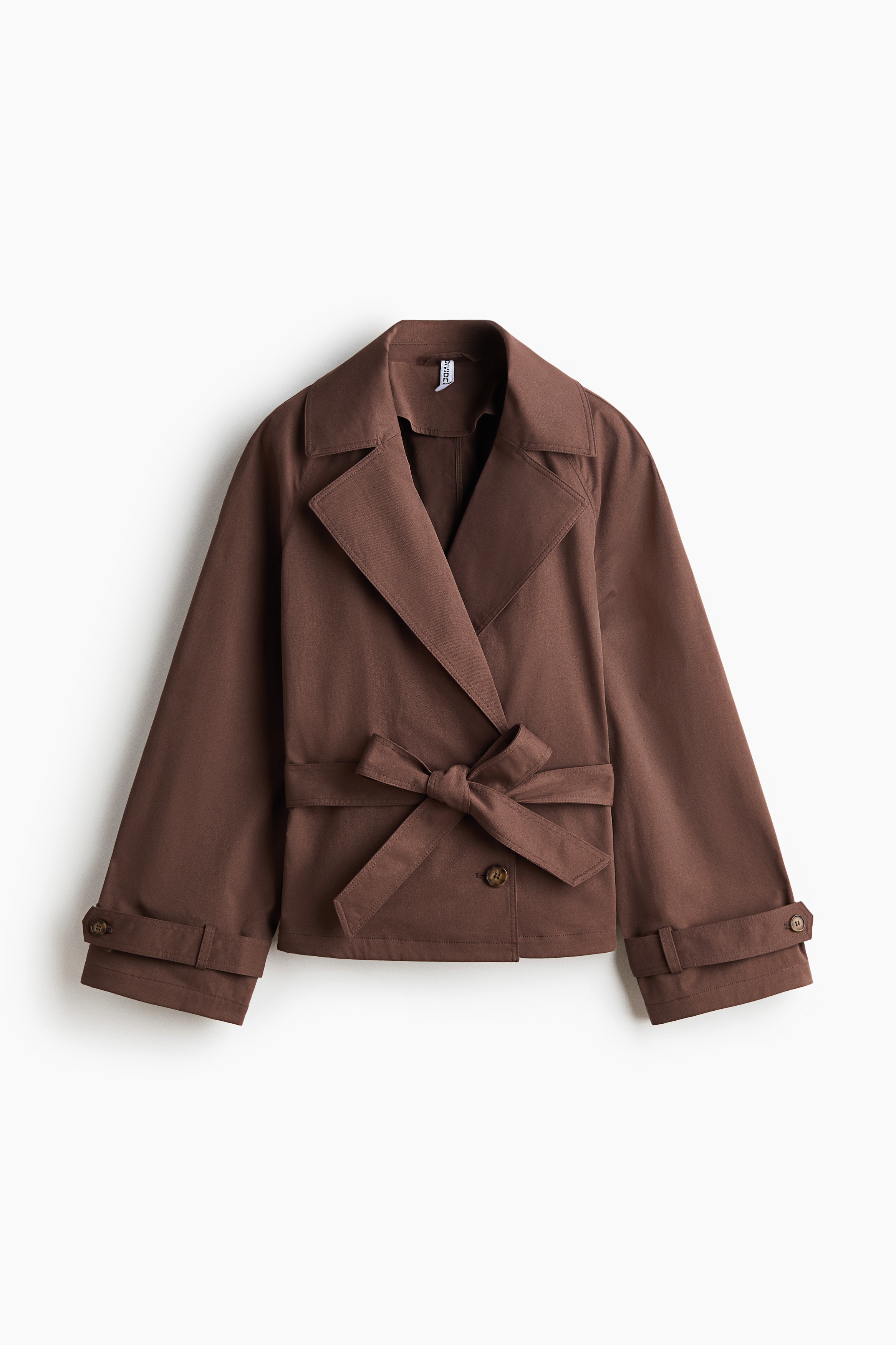Short tie-belt trench coat - Dark mole/Beige