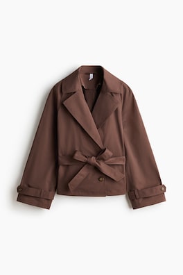 Kort trenchcoat med knytskärp