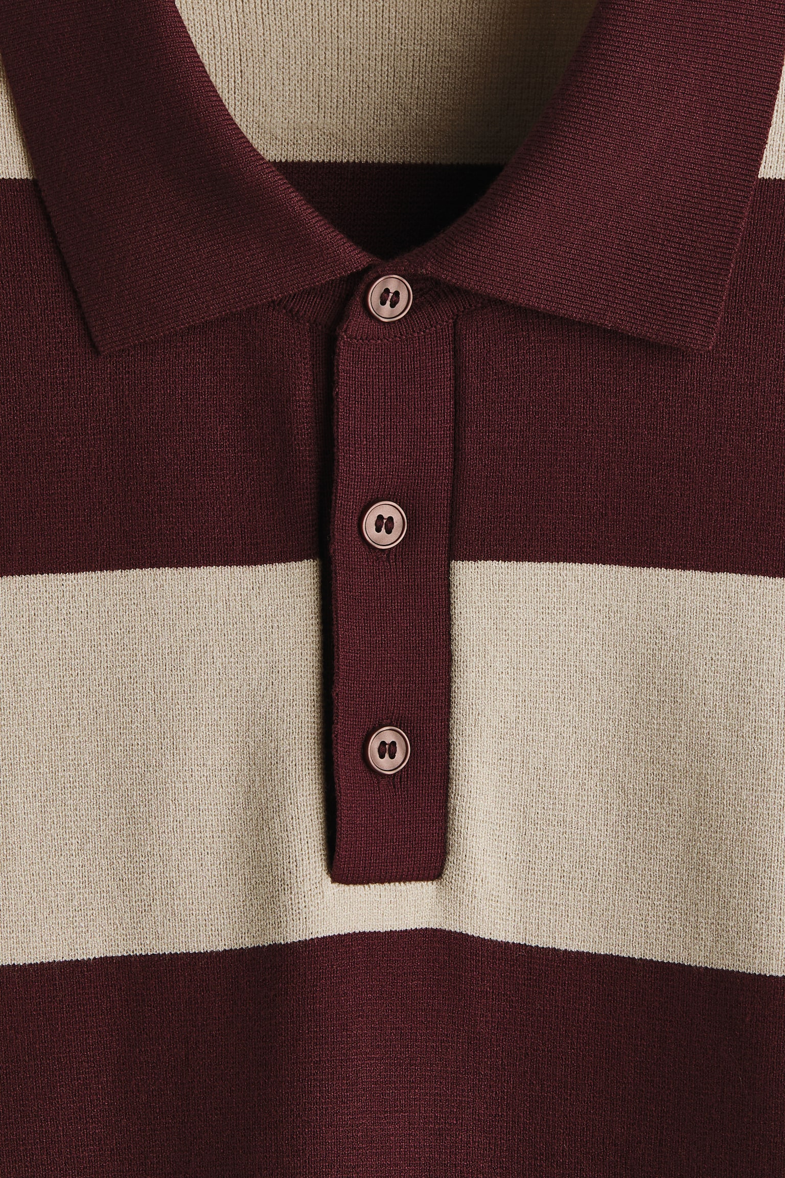 Мужское поло H&M Regular Fit Polo, цвет: Бордовый / Полосатый — фото 2