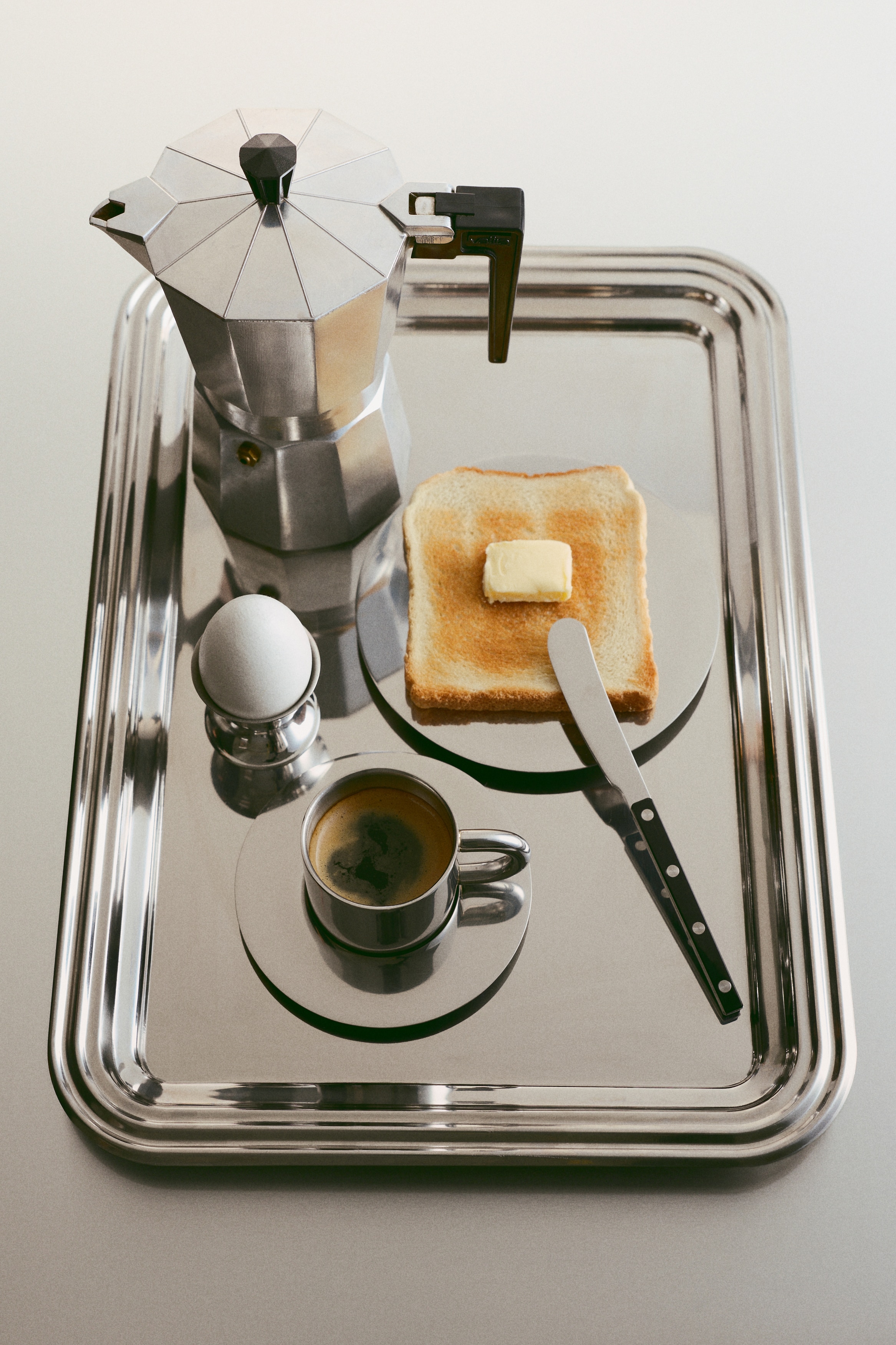 Stainless Steel Espresso Cup and Saucer - Silver-colored