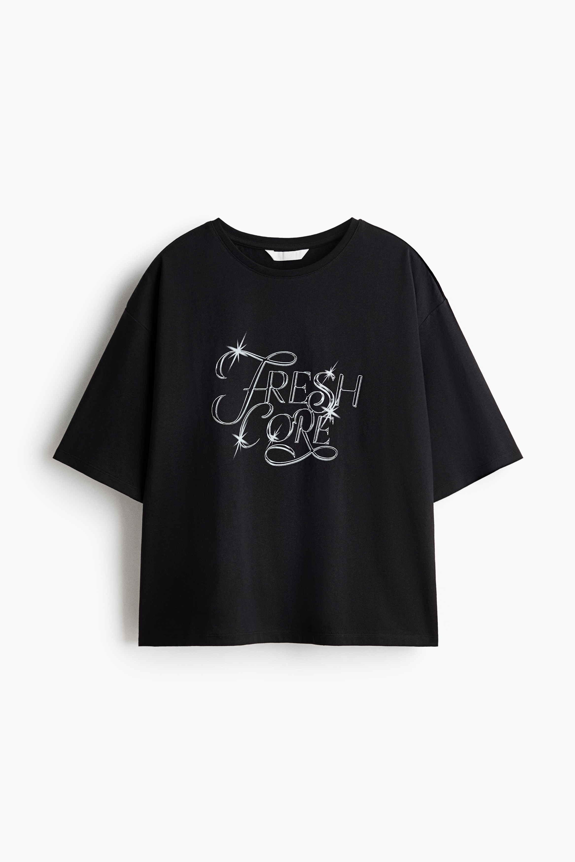 プリント コットンTシャツ - ブラック／Fresh Core - レディース | H&M JP