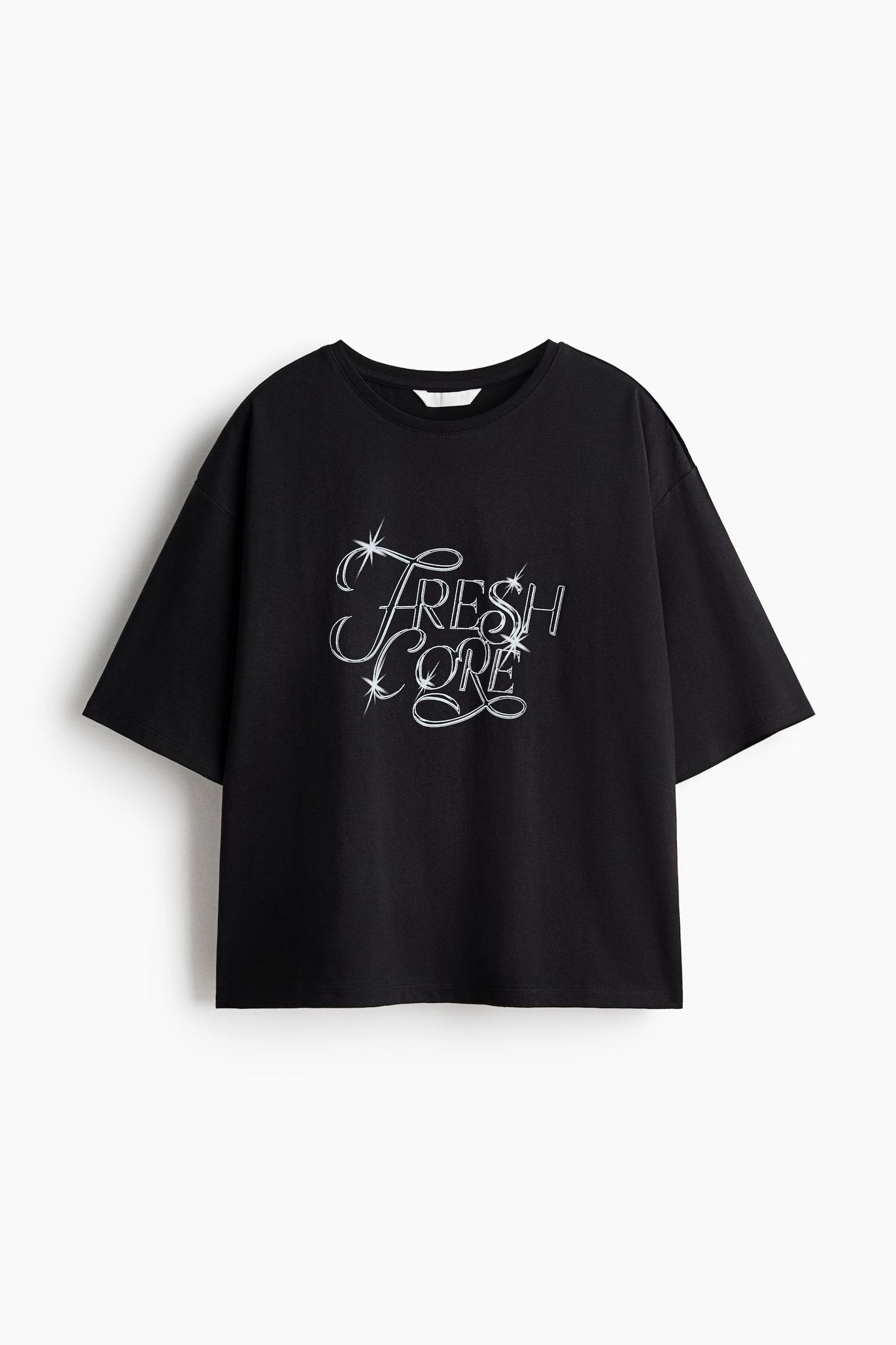 Printed Cotton T-Shirt - Black/Fresh Core/Cream/leaves/Gray melange/Dragon Fruit