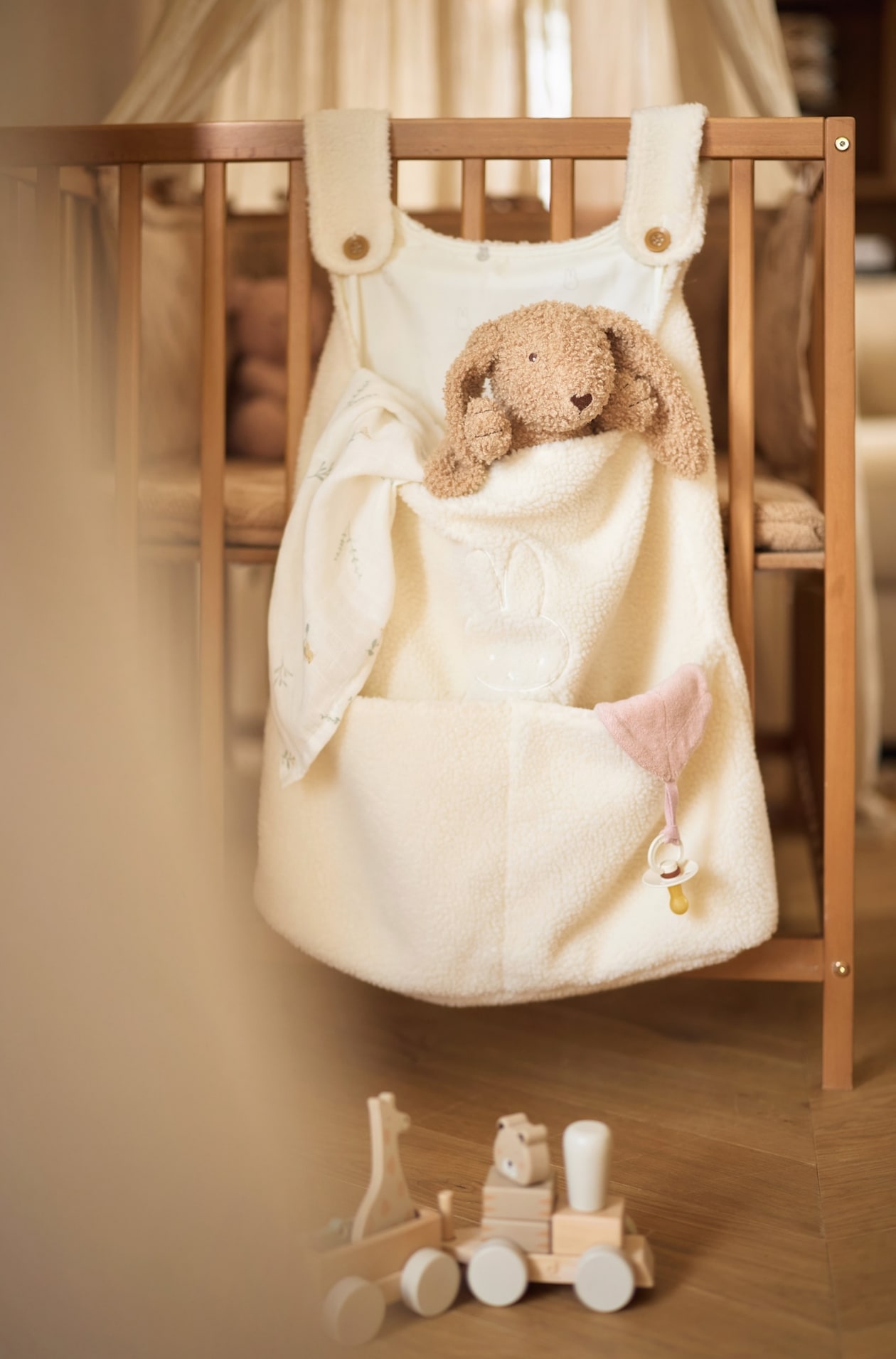 Panier à Langer Miffy Teddy Jollein – Coton Peluche Doux 14x18 Cm Naturel – Ultra Mignon & Pratique !