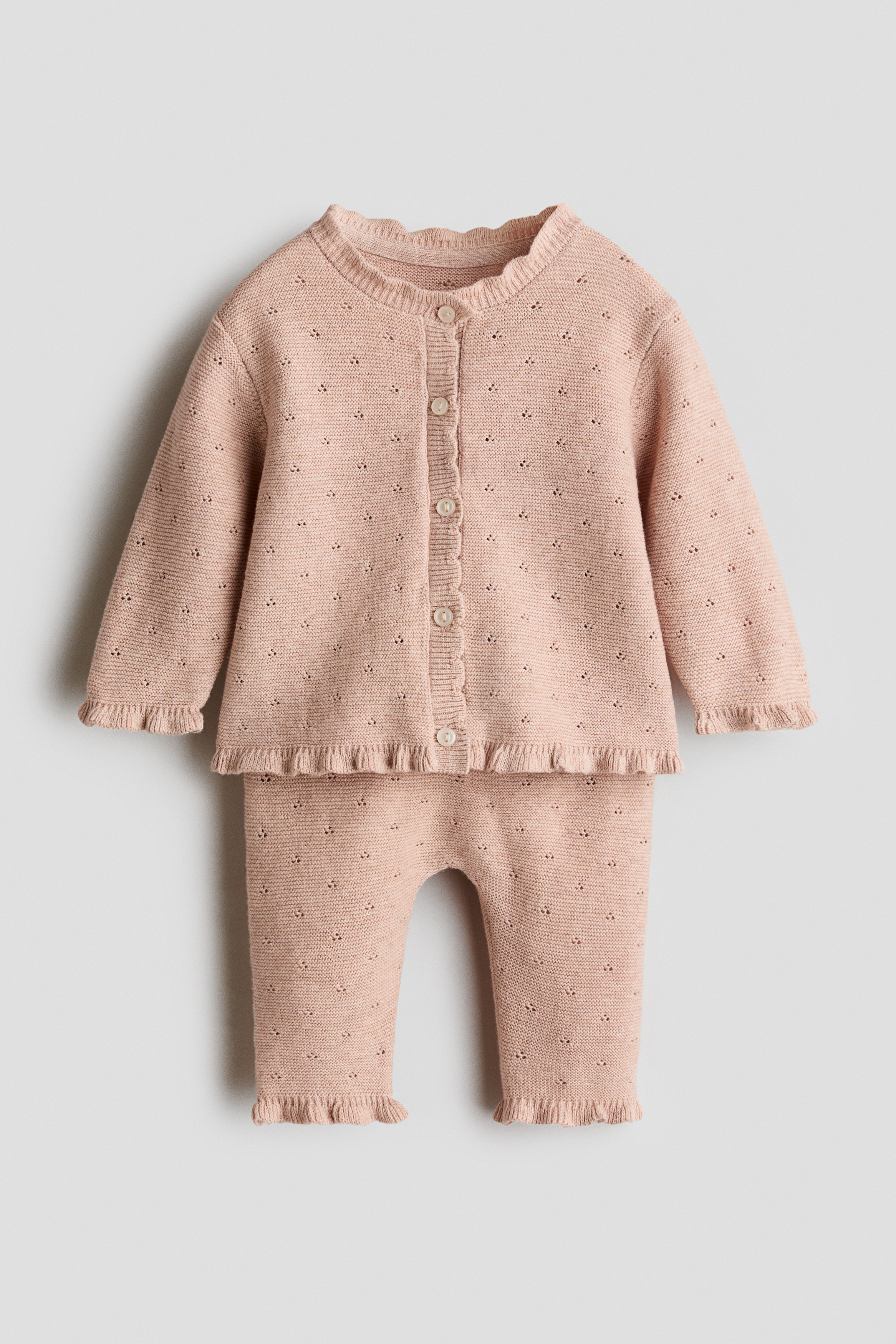 2-piece fine-knit set - Light pink/White/Light beige/Hearts/Navy blue/Striped/White/Hearts/Light beige