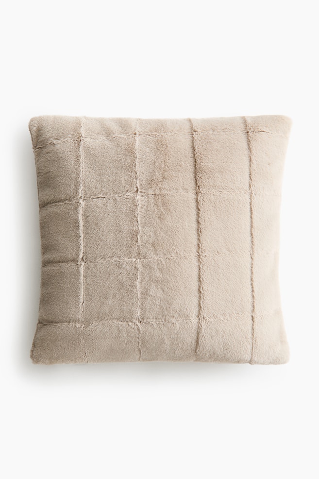 Fluffy Cushion Cover - Light beige/Dark beige - 1