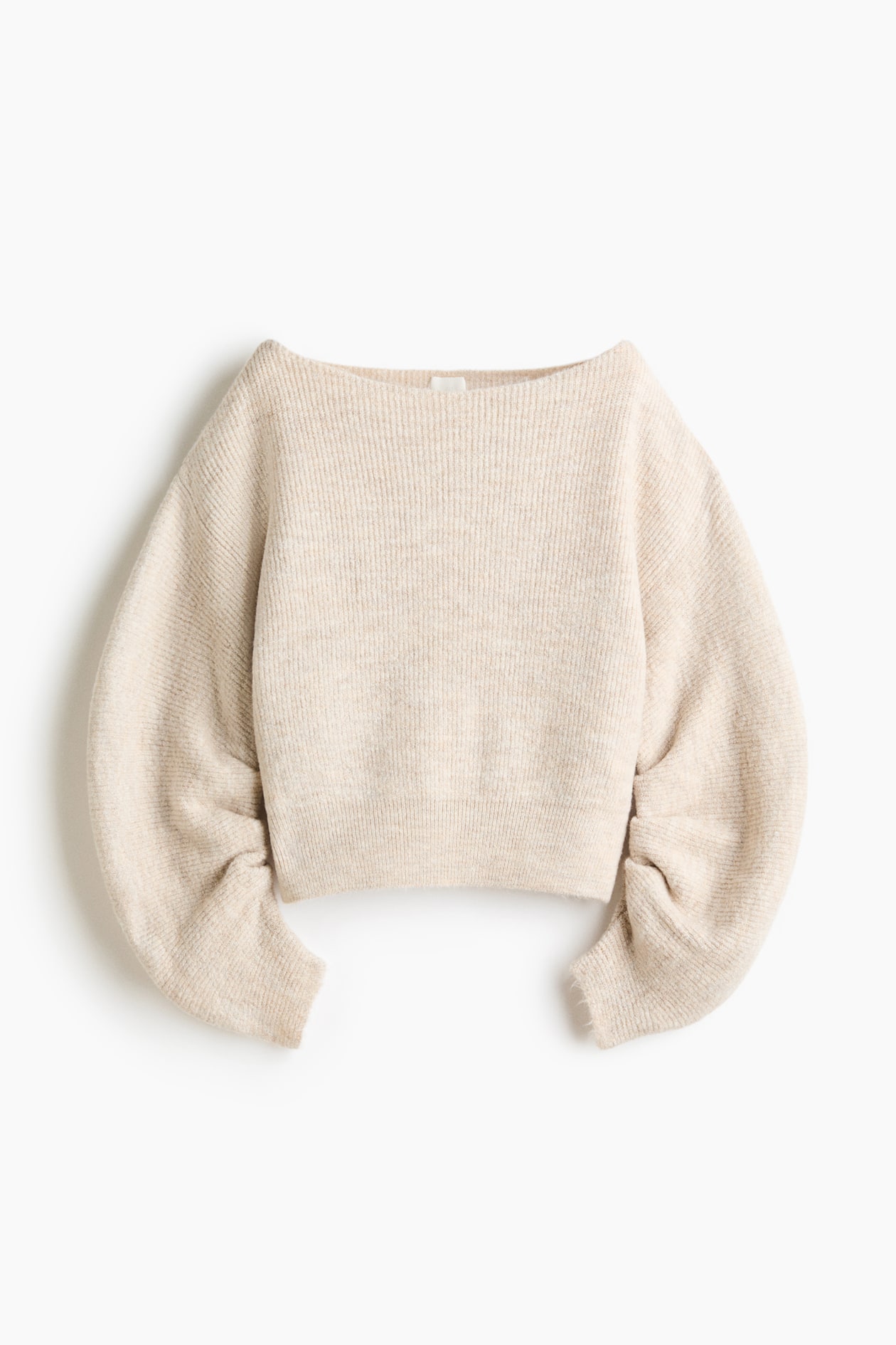 Oversized boat-neck jumper - Light beige marl - Ladies | H&M GB
