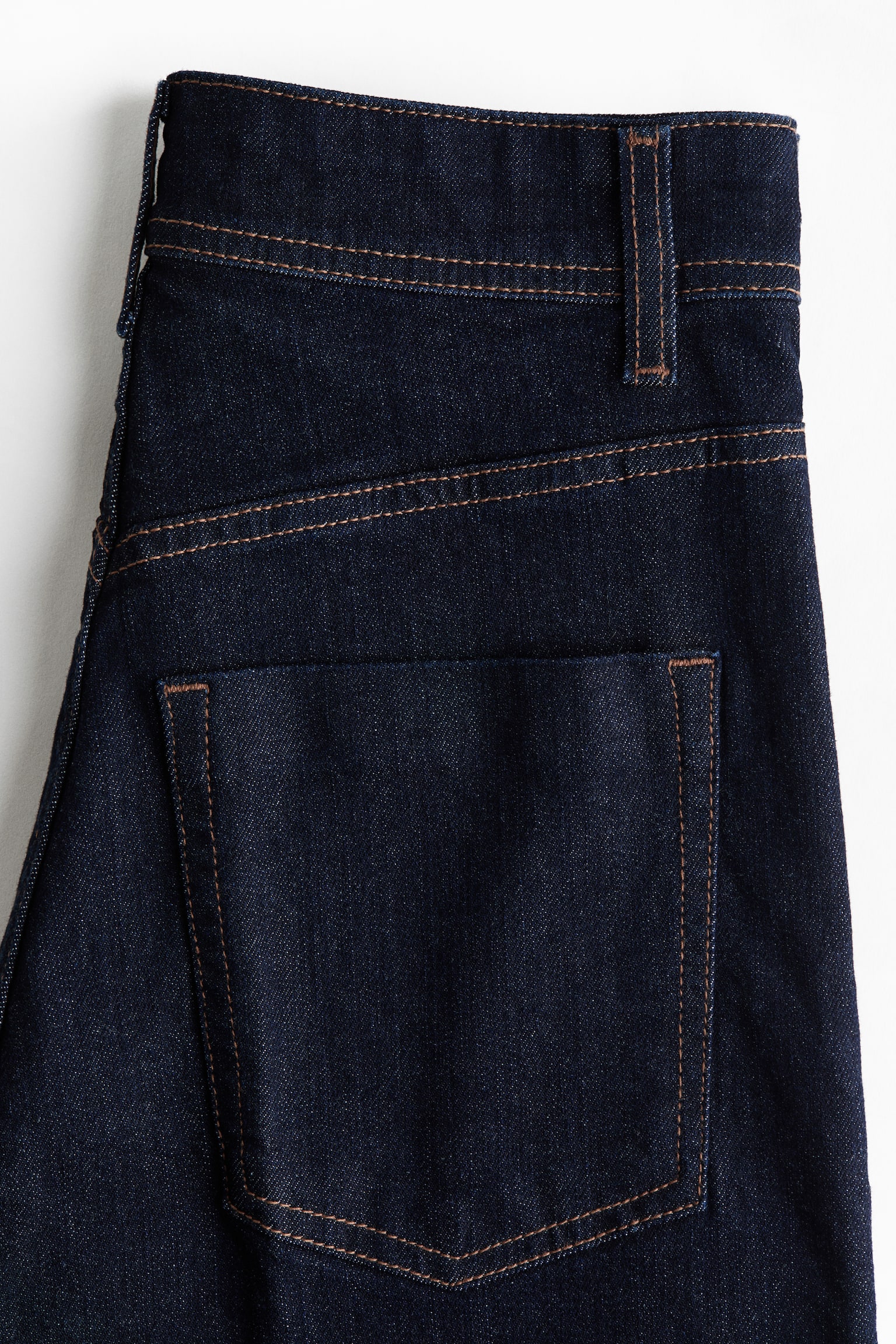 Wide High Jeans - כחול ג'ינס כהה/בז' בהיר - 3