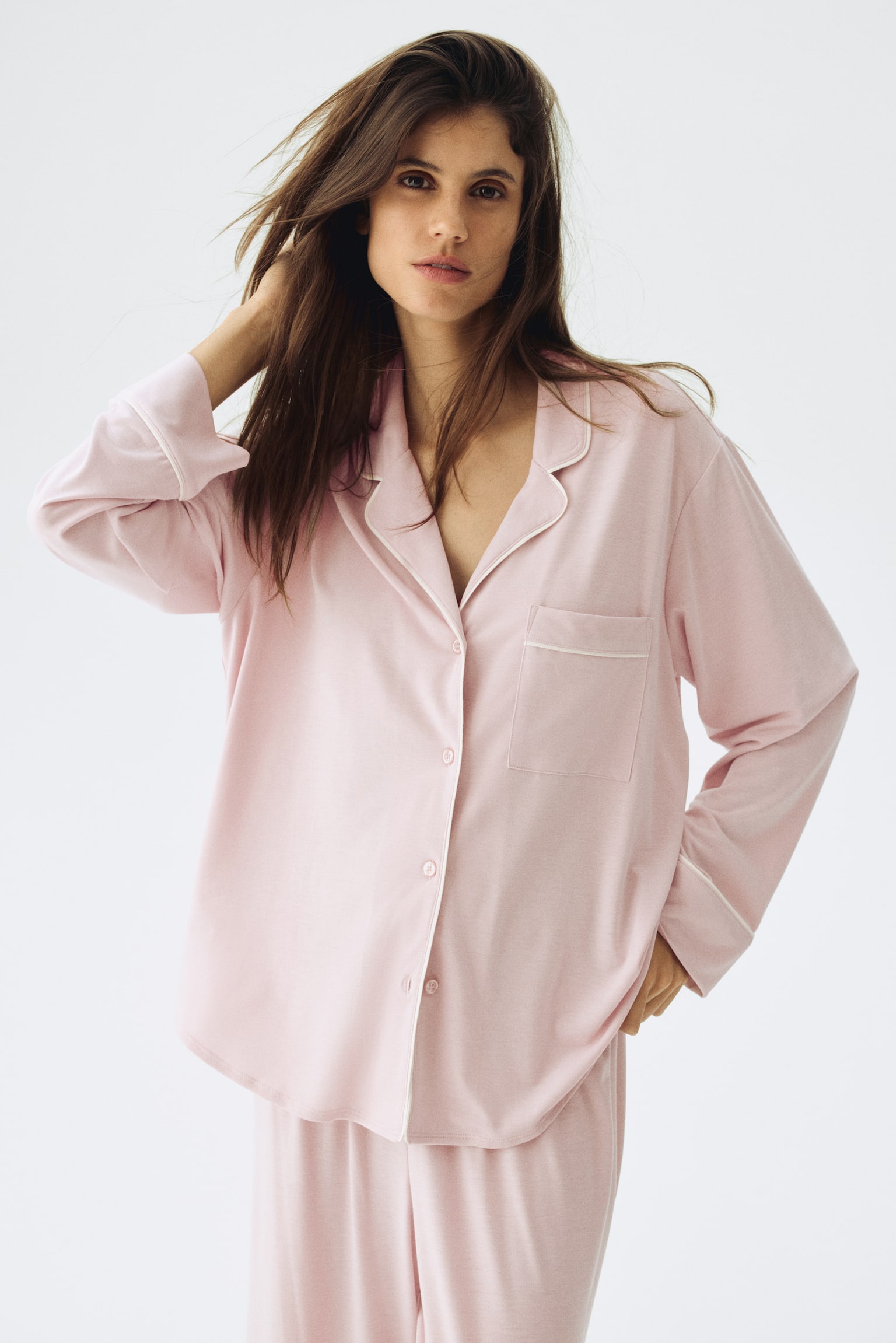 MAMA Pijama con borde tubular - Rosa claro/Negro/Verde caqui claro/Negro - 4