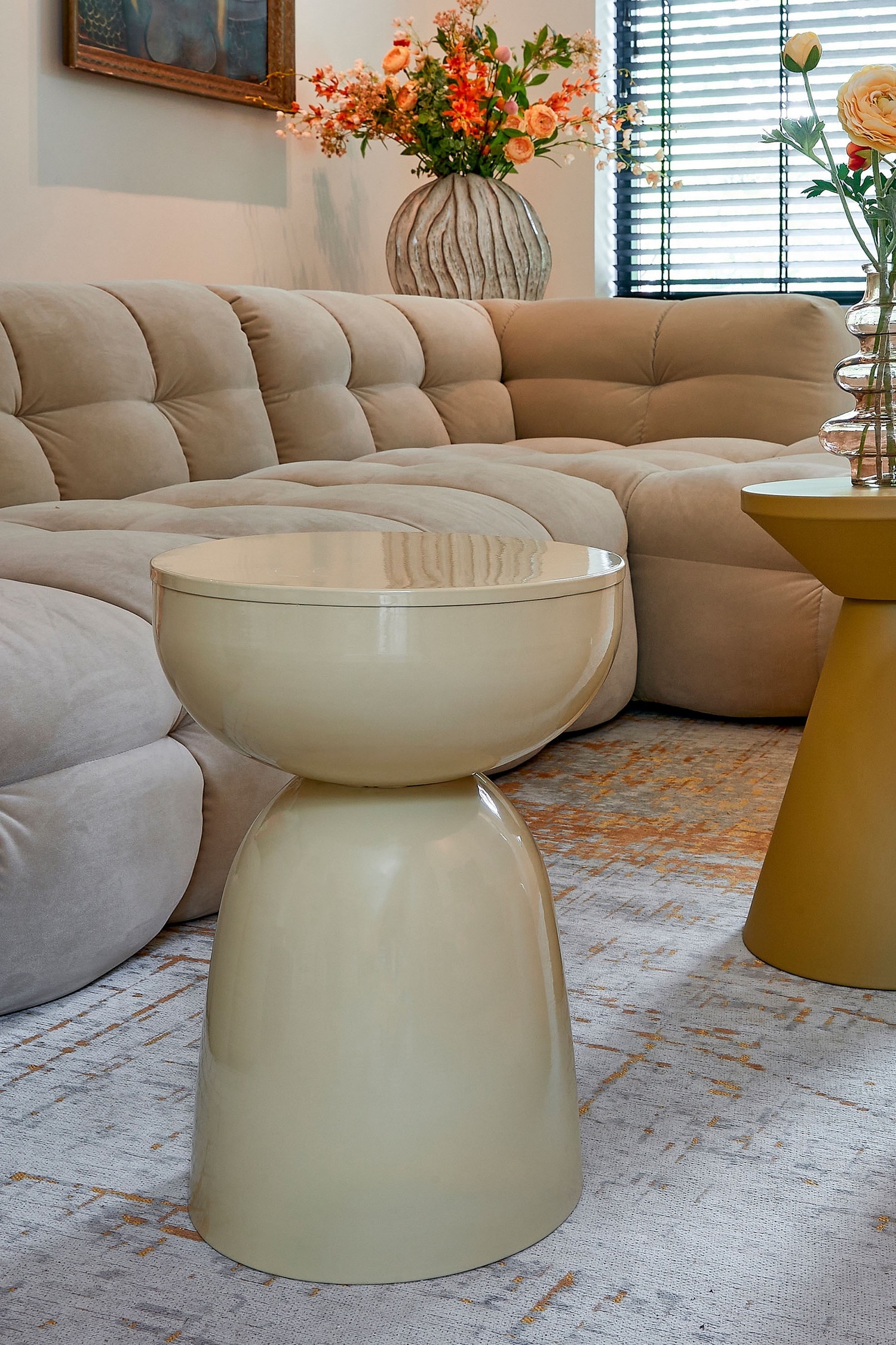 Metalowy Stolik Boczny - Beżowy/Pomarańczowy/Ochrowy/Czarny/Biały Naturalny