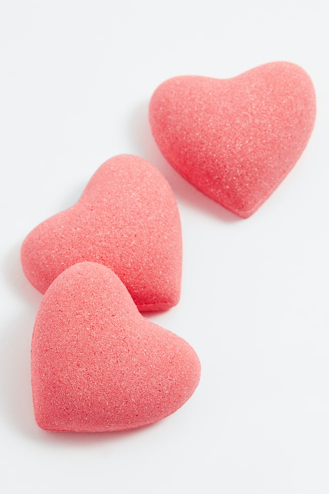 3-pack heart-shaped bath fizzers - Red - 2