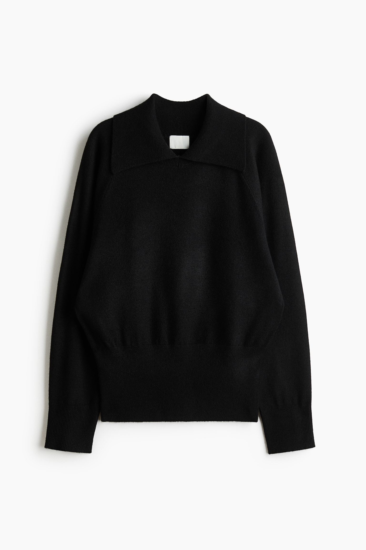 Женский свитер H&M Oversized Sweater with Collar, цвет: Чёрный — фото 1