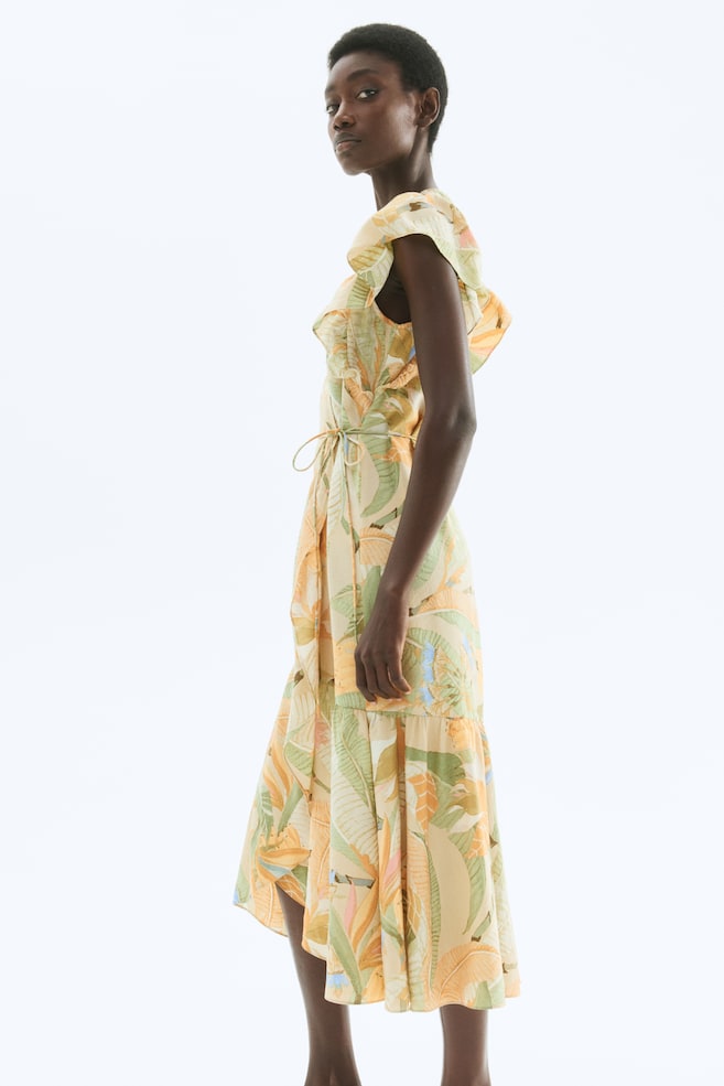 Patterned Wrap-Front Dress - Beige/floral - 3