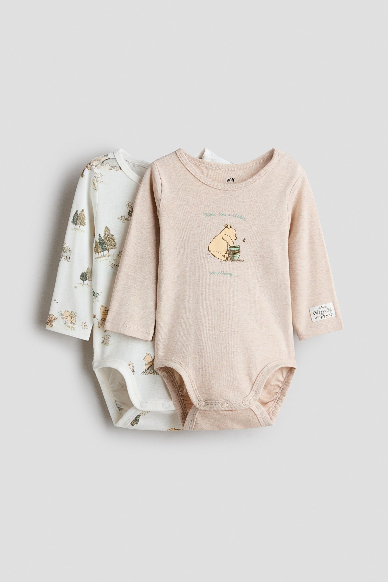 2-pack printed cotton bodysuits - Beige/Winnie the Pooh