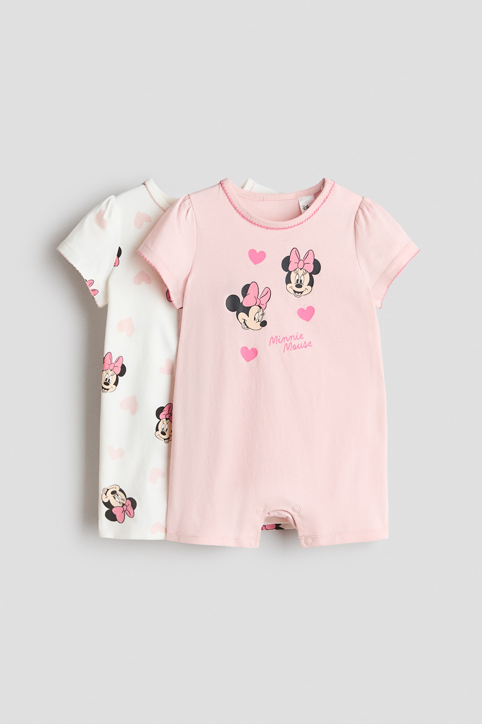 2-pack printed short sleepsuits - Light pink/Minnie Mouse - 1