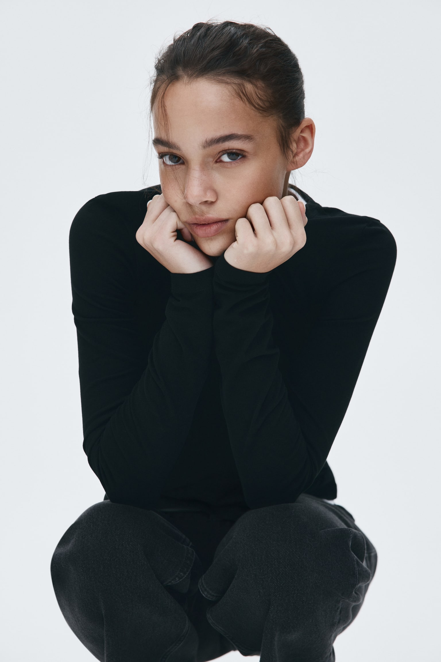 Dopasowany top bawełniany - Czarny/Biały/Szary melanż - 4