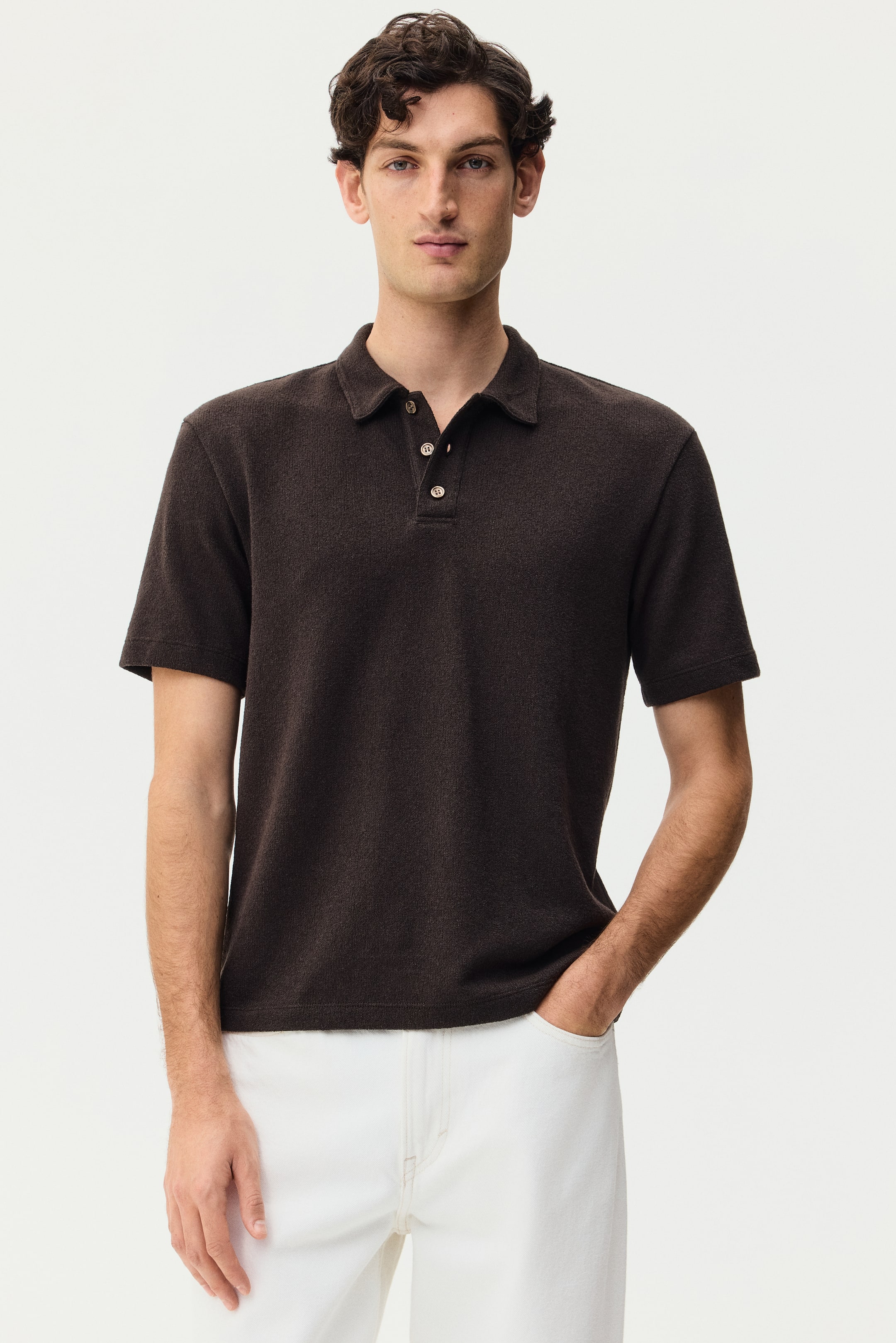 View larger image: Regular Fit Polo shirt - Dark brown - Men | H&M US 1
