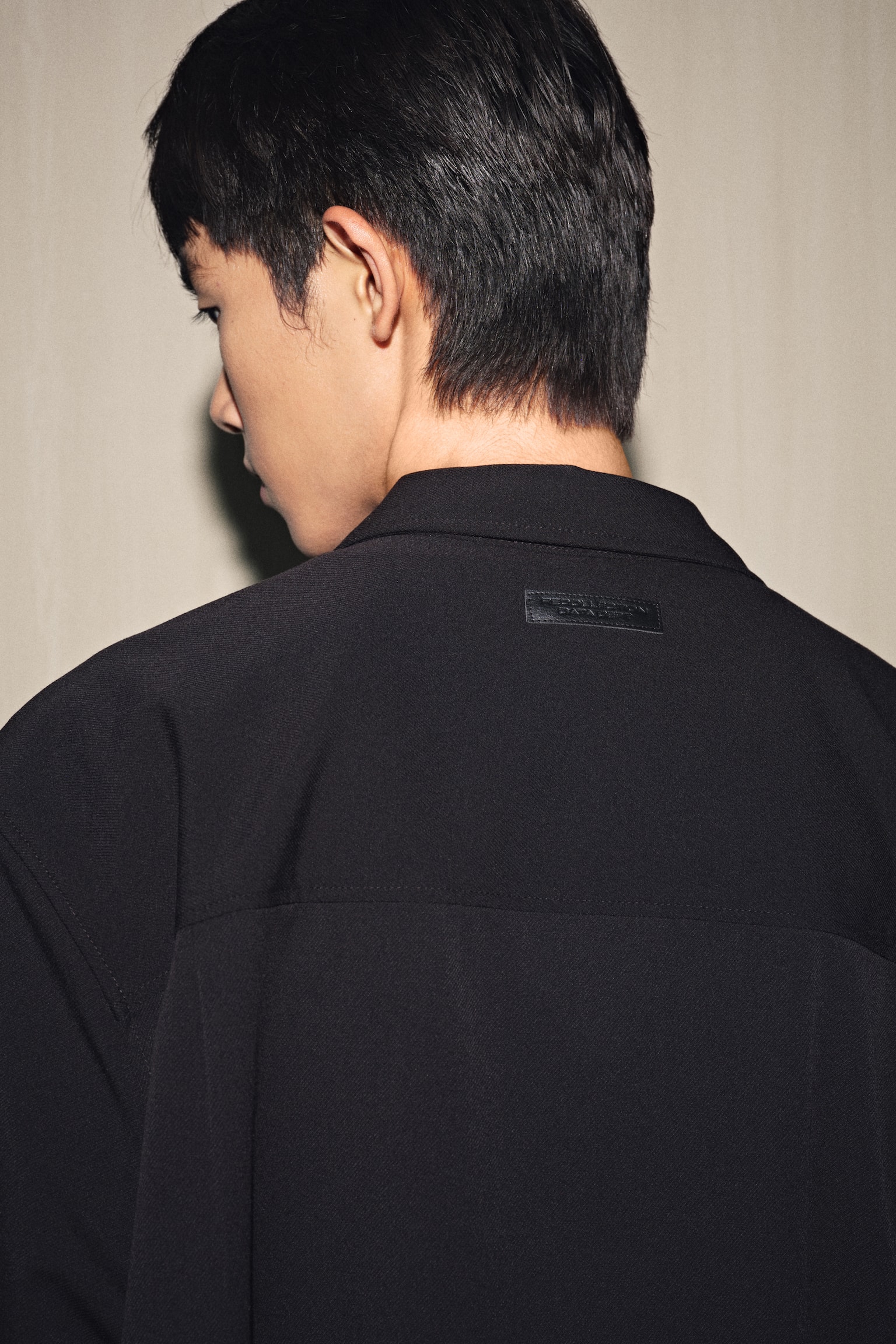 寬鬆剪裁短袖襯衫 - 黑色/灰綠色 - 4