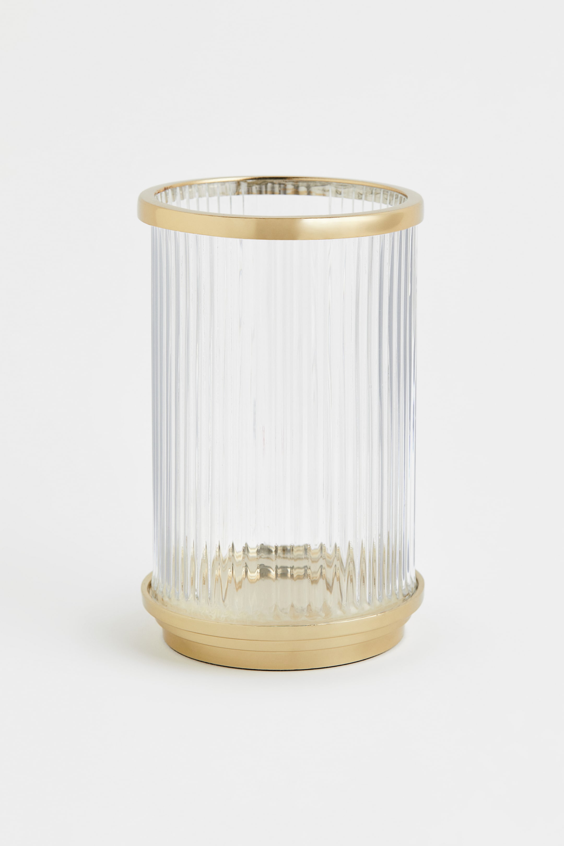 Candle Holder in Clear Fluted Glass