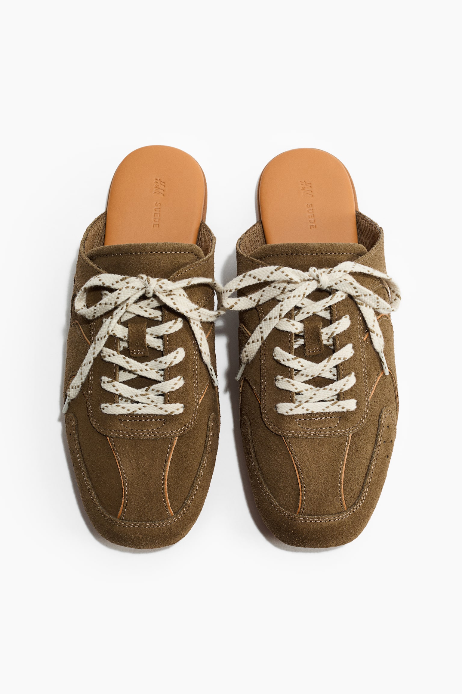Suede trainer-style mules - Dark khaki green - 2