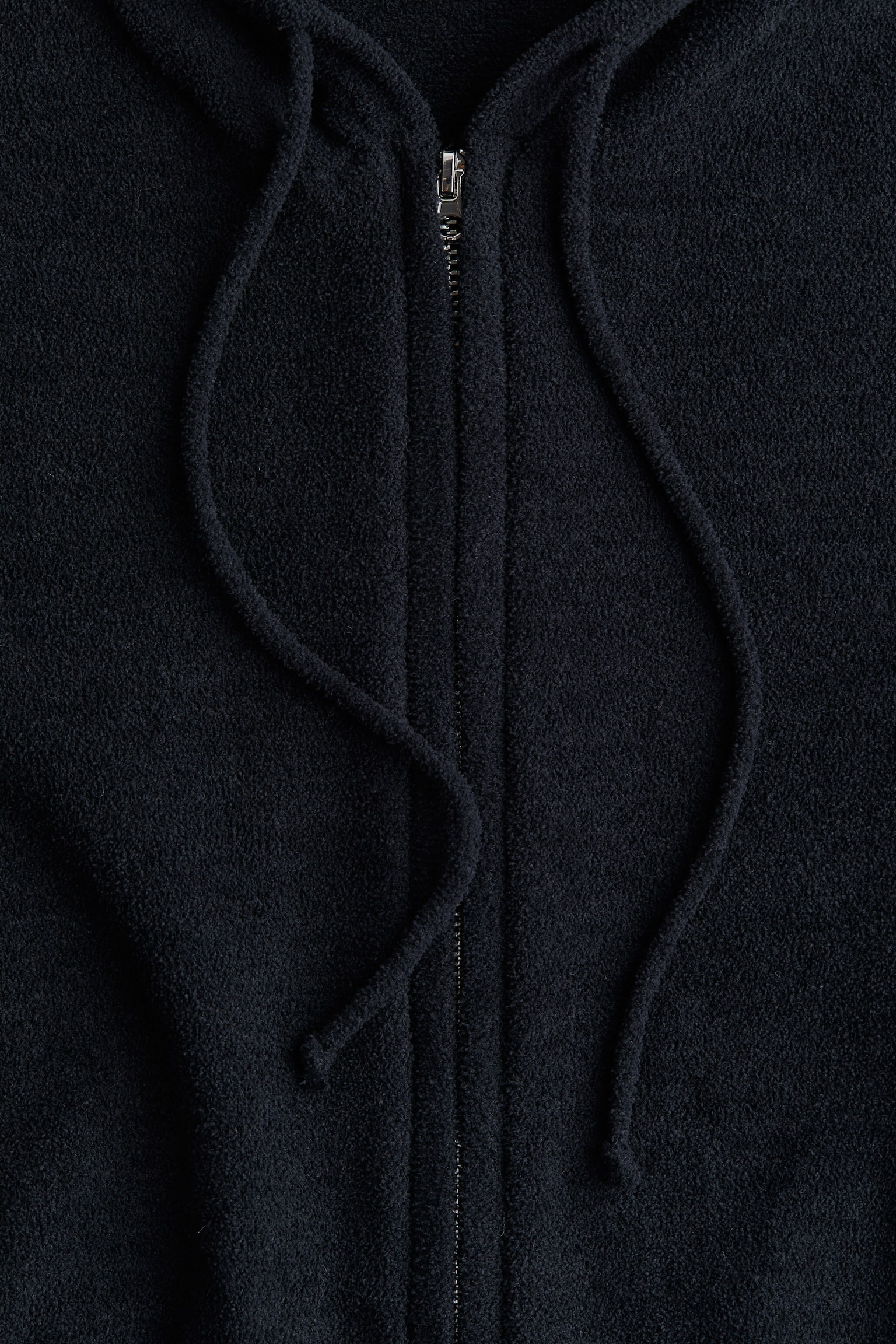 Zip-through chenille hoodie - Black/Cream - 4