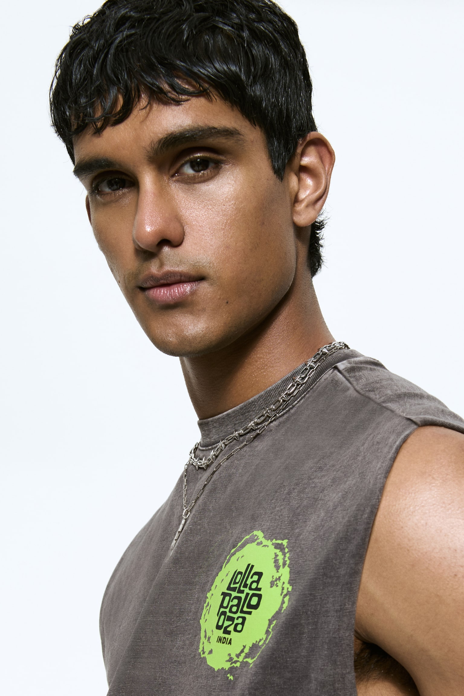 Loose Fit Printed vest top - Grey/Lollapalooza - 4