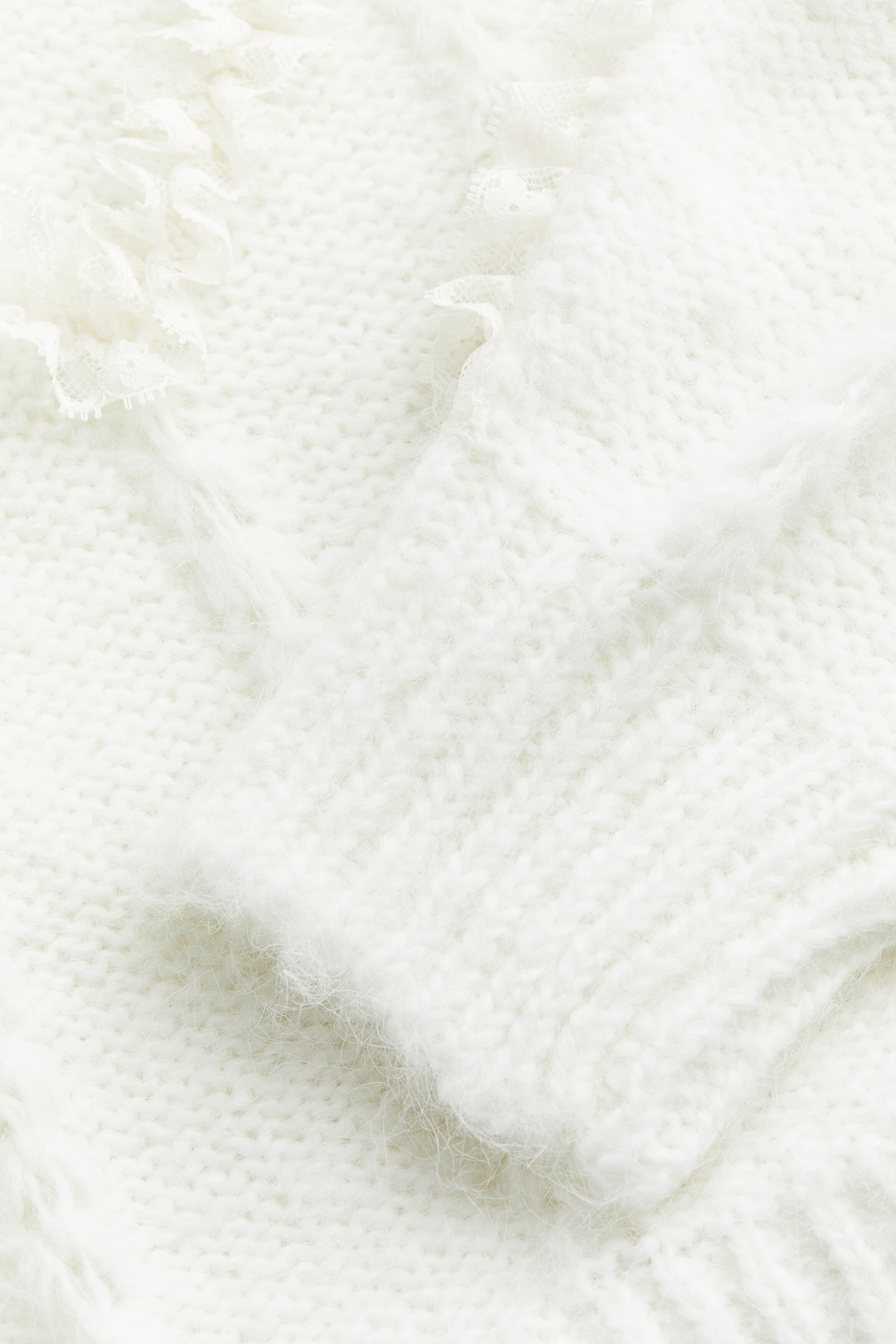 Women's White Lace-trimmed Sweater | H&M CA