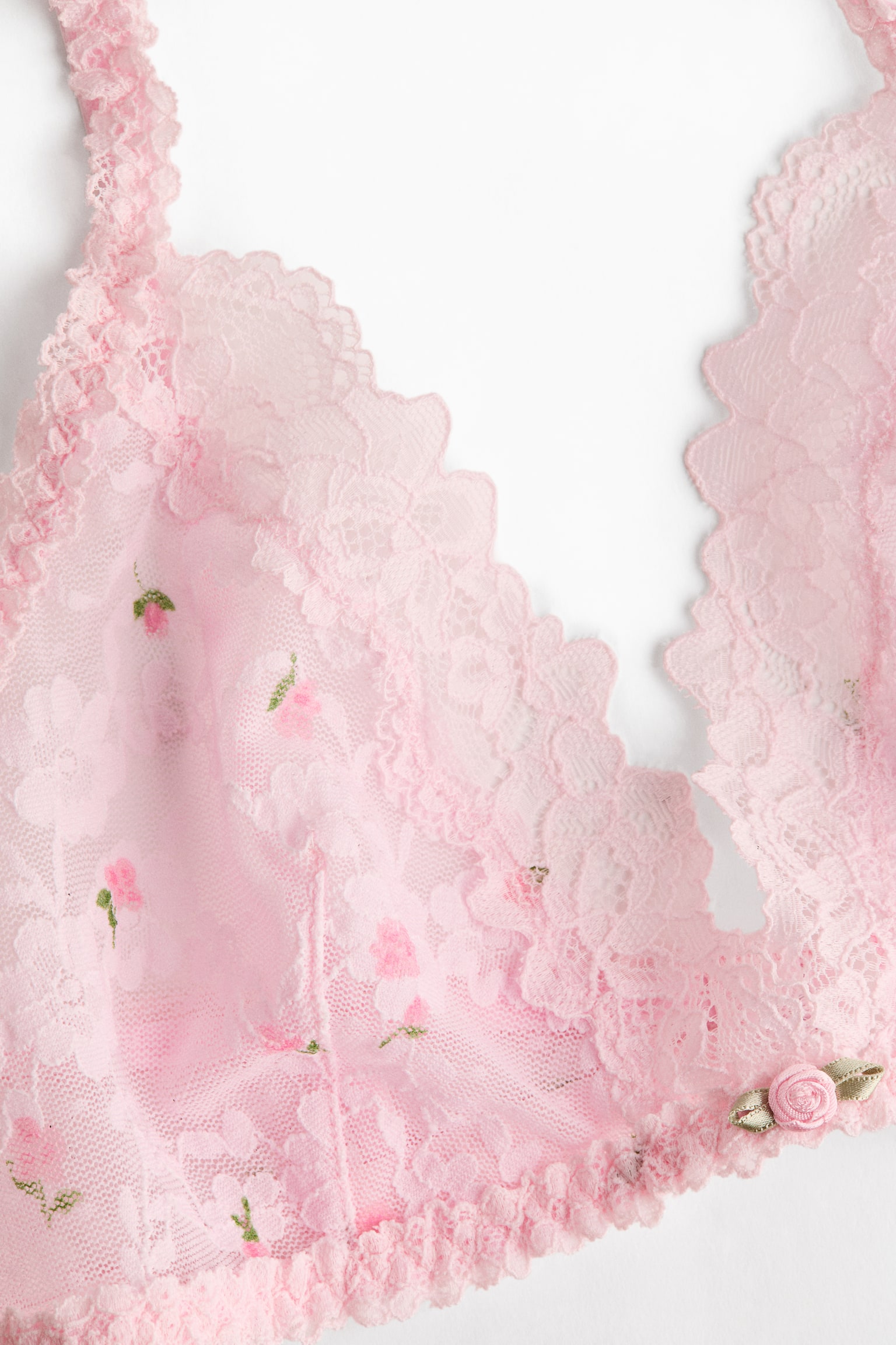 Μαλακό δαντελένιο σουτιέν - Ροζ/φλοράλ - 6