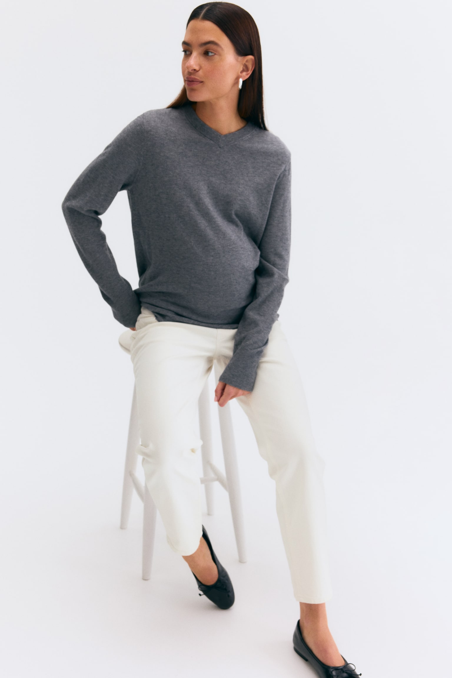 MAMA Slim Mom Ankle Jeans - לבן/כחול ג'ינס - 3