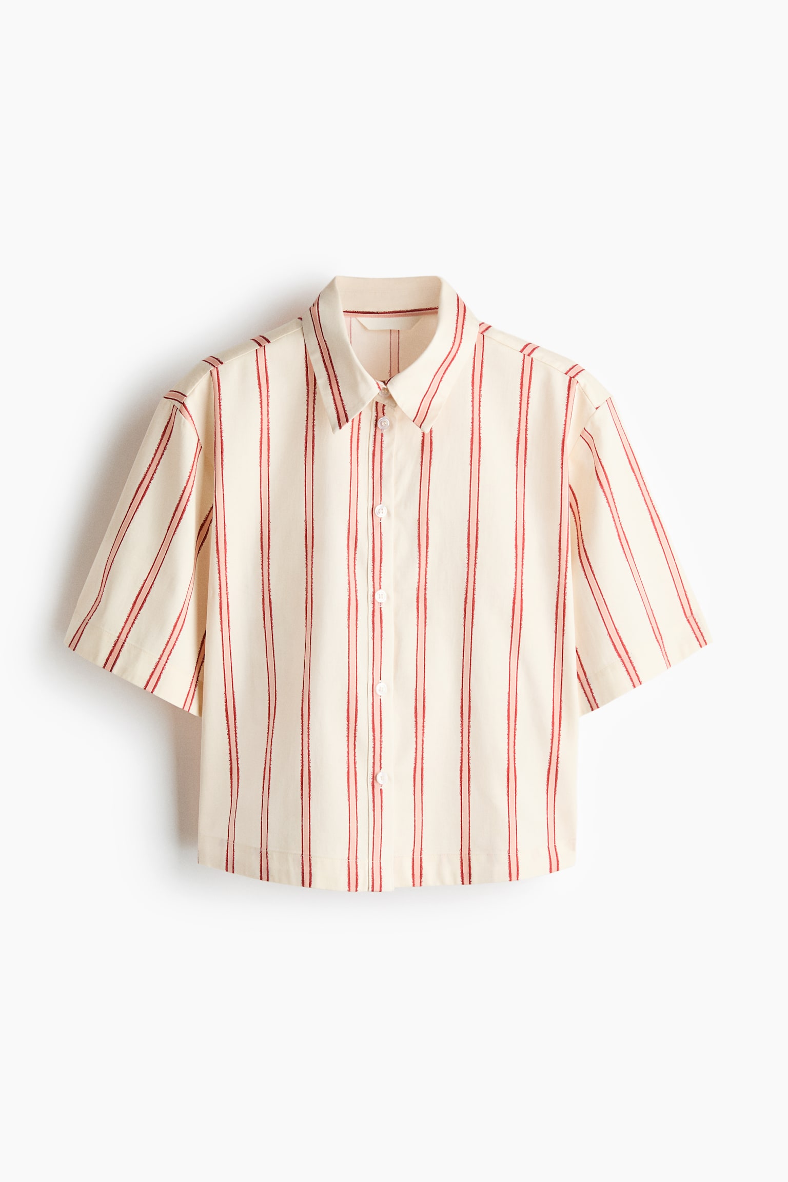 Женская рубашка H&M Patterned Poplin, цвет: Бежевый / Полосатый — фото 1