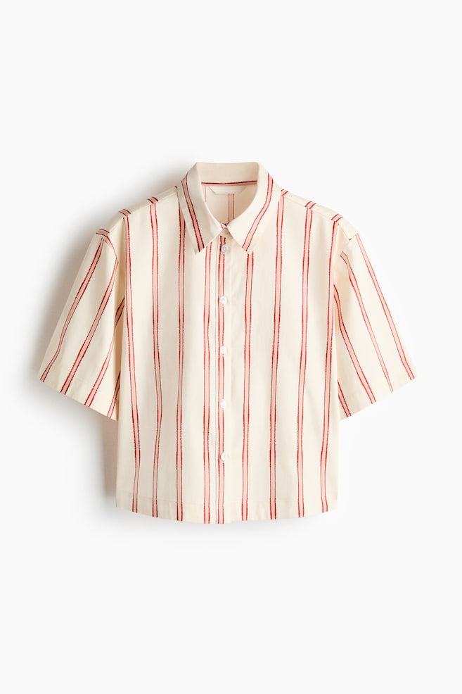 Camisa de popelina con diseño - Beige claro/Franjas/Crema/Diseño - 1