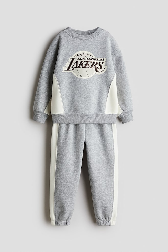 2-teiliges Sweatshirt-Set - Hellgrau/Los Angeles Lakers - 1