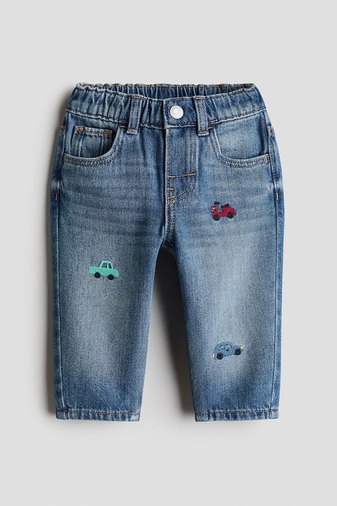 Embroidery-Motif Jeans - Denim blue/vehicles - 1