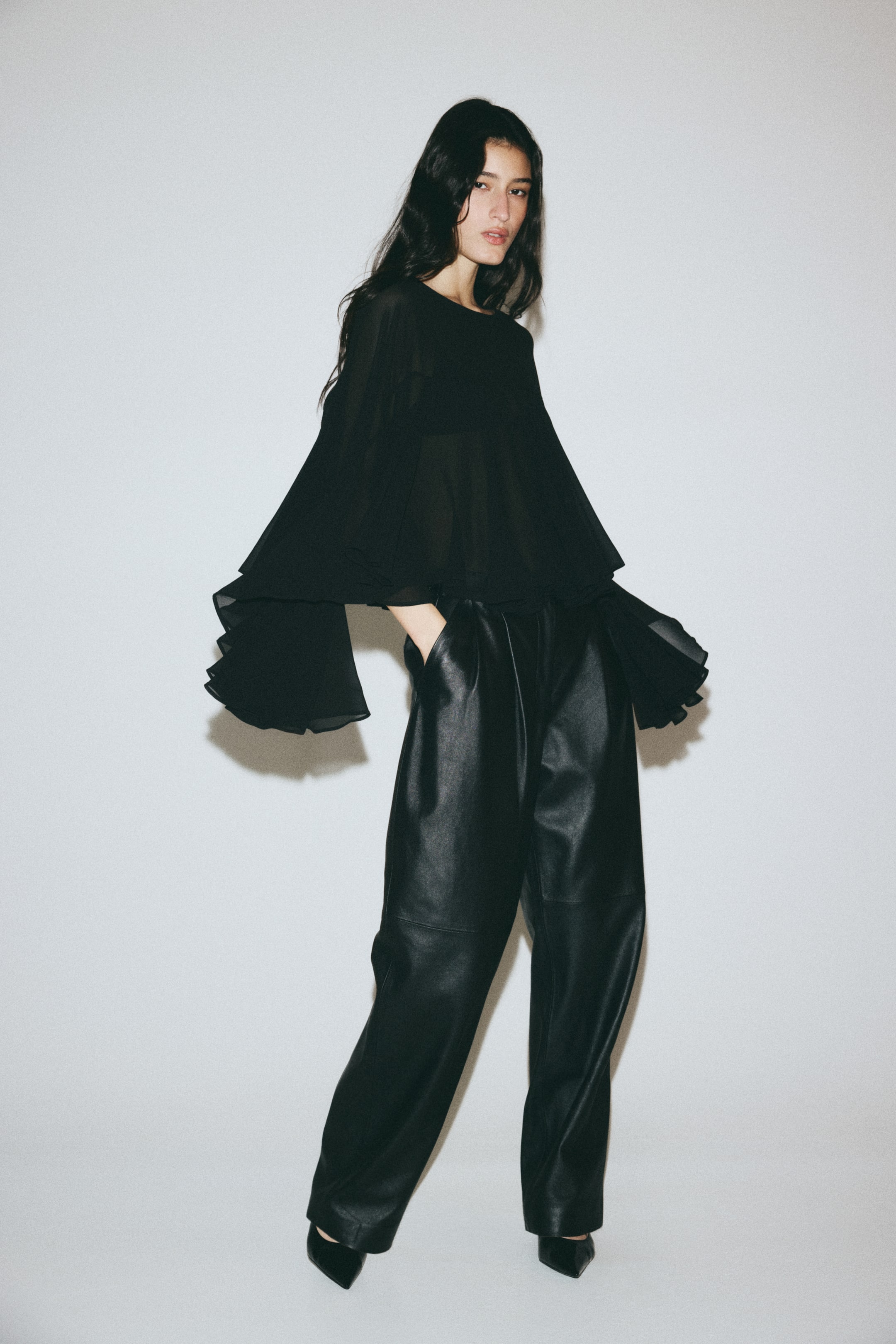 View larger image: Flounced Blouse - Black - Ladies | H&M US 2