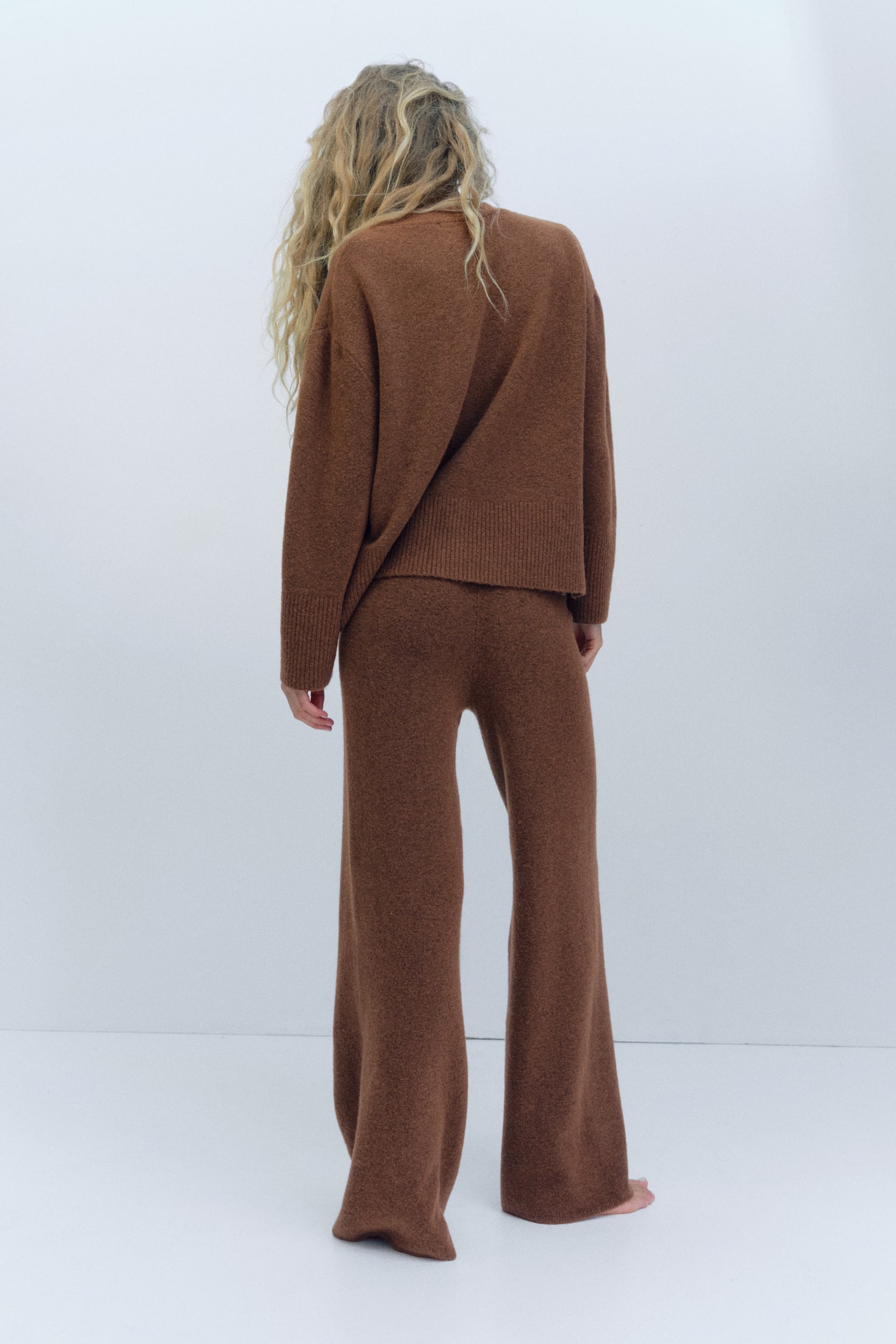 Женские брюки H&M Wide-Leg Knit, цвет: Коричневый — фото 5